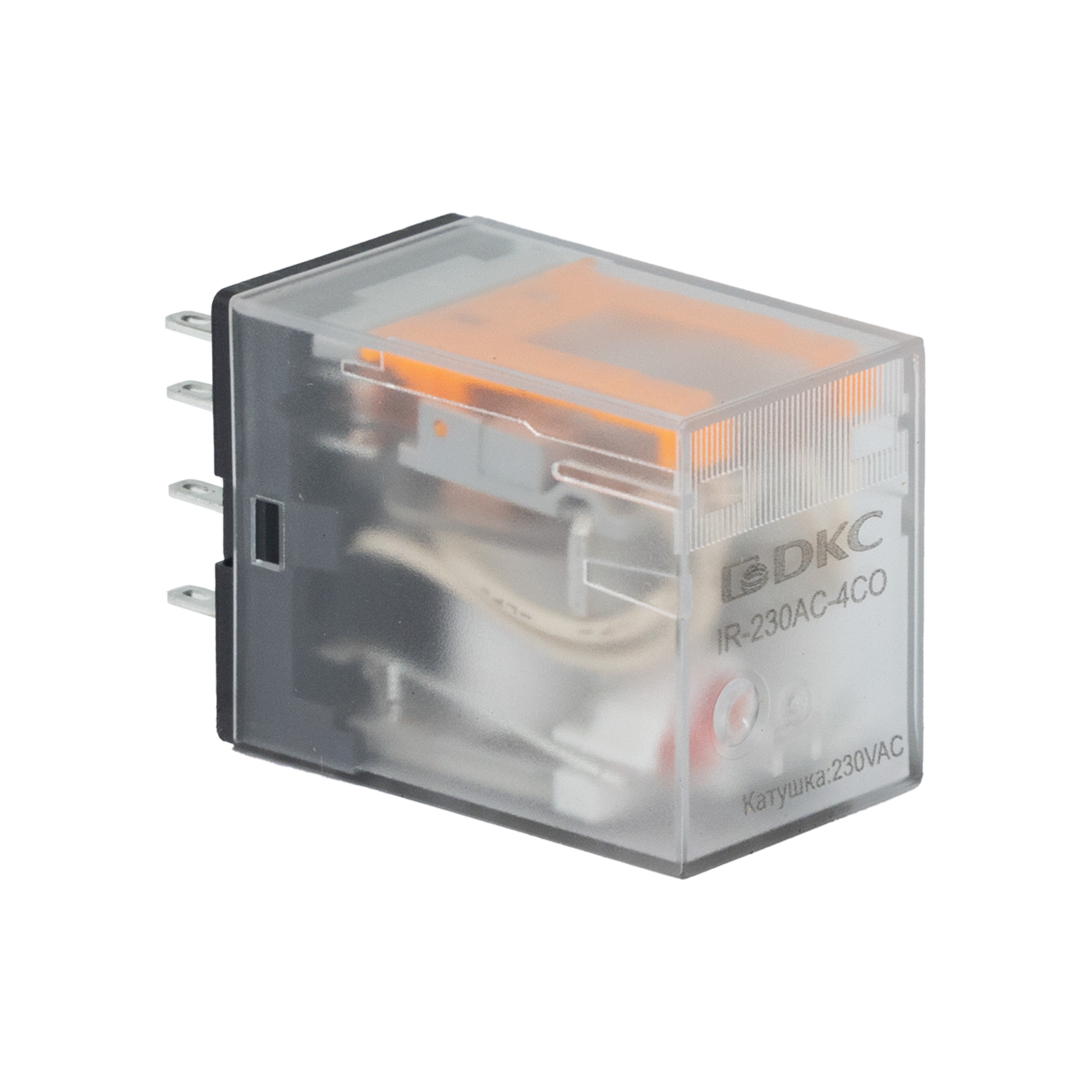 Реле миниатюрное промышленное общего назначения, 4CO, ком. ток 5А,AgSnO2, напряжение 230V AC, опция: светодиод