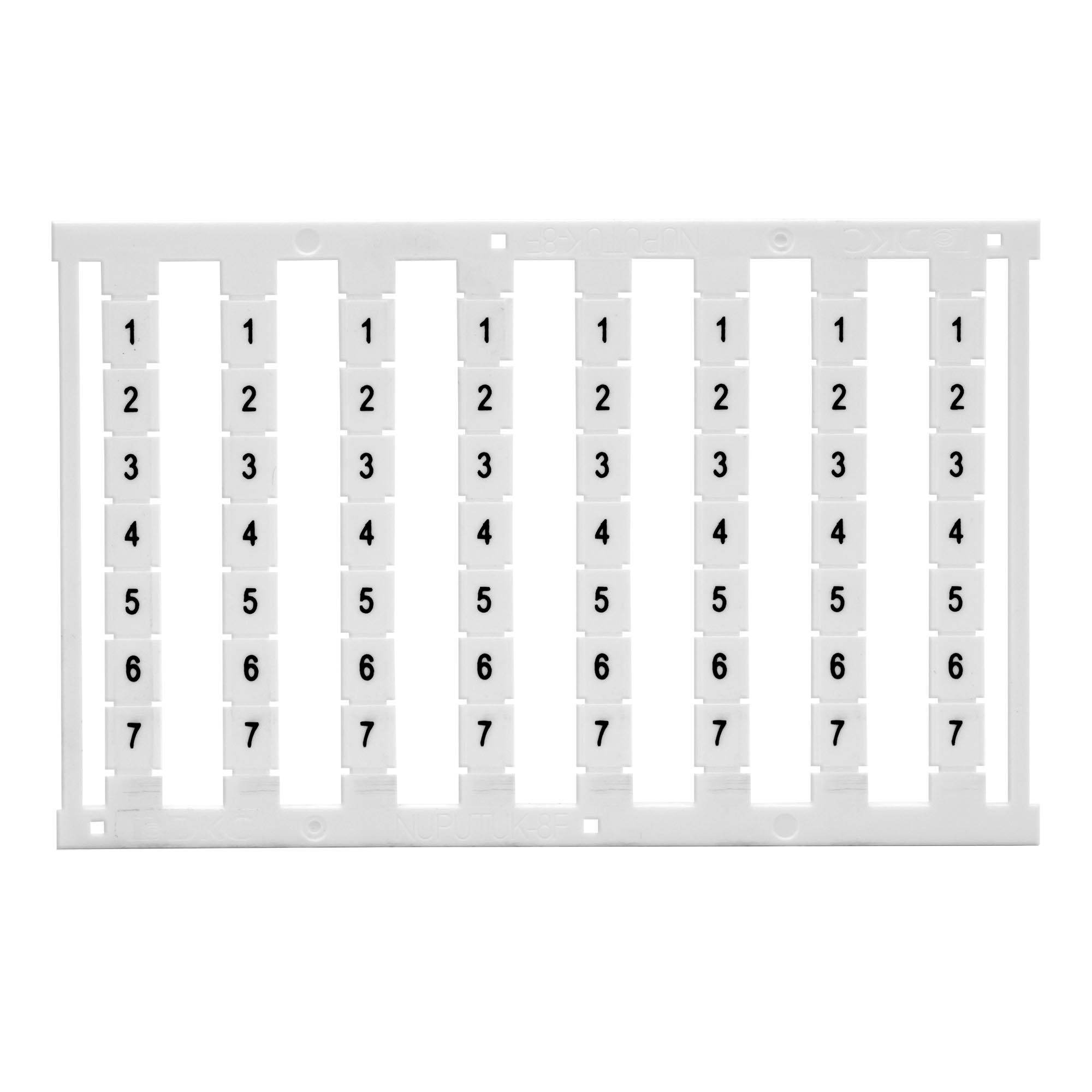 Маркировка для клемм, ширина 5 мм, узкая, для клемм Push-in, белая, без надписей , 1 шт. = карта из 96 маркеров