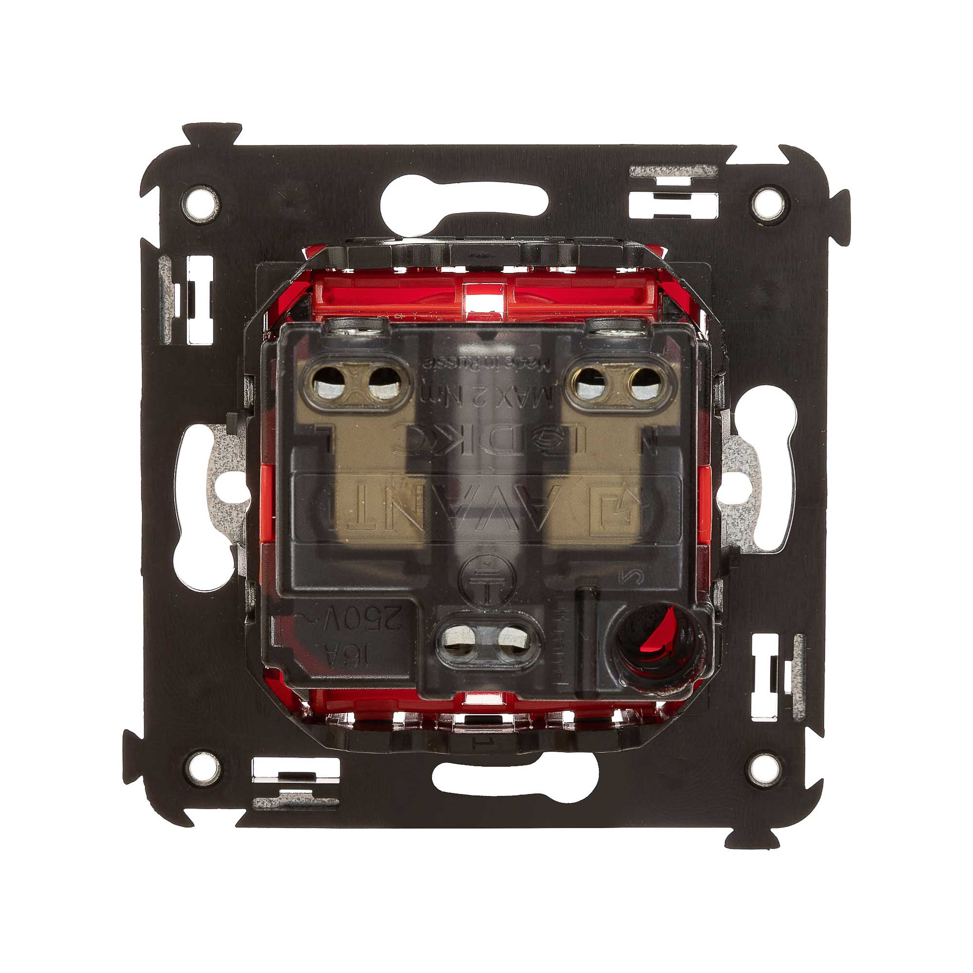 Розетка в стену, 2P+E, с з/ш, "Avanti", "Красный квадрат"