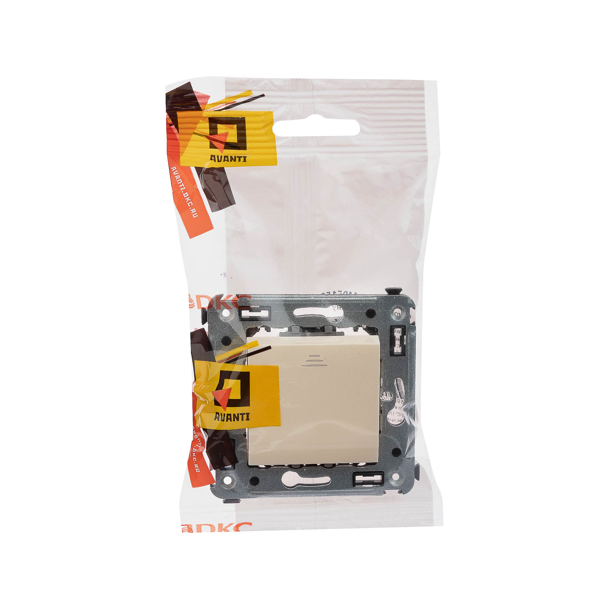 Кнопка одноклавишная в стену, "Avanti", "Ванильная дымка"