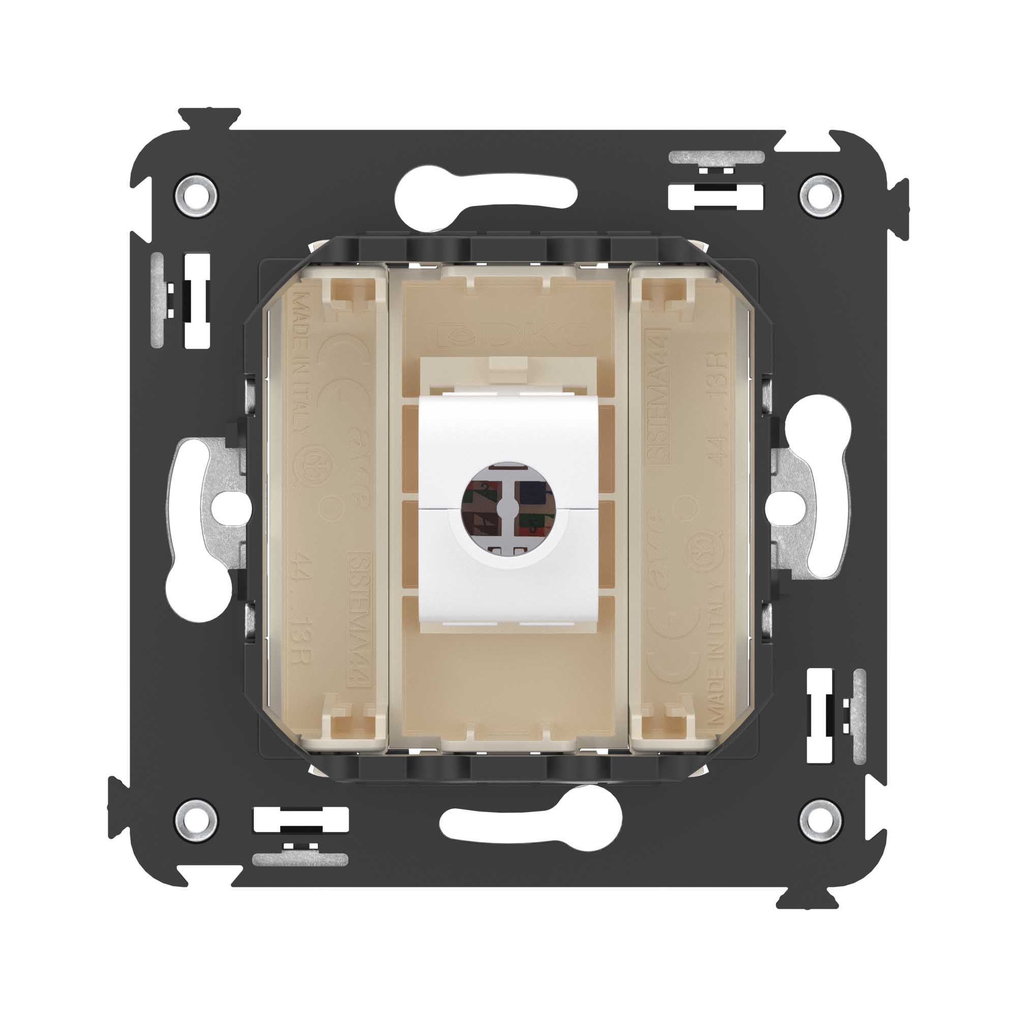 Компьютерная розетка RJ-45 без шторки в стену, кат.5е одинарная, "Avanti", "Ванильная дымка"