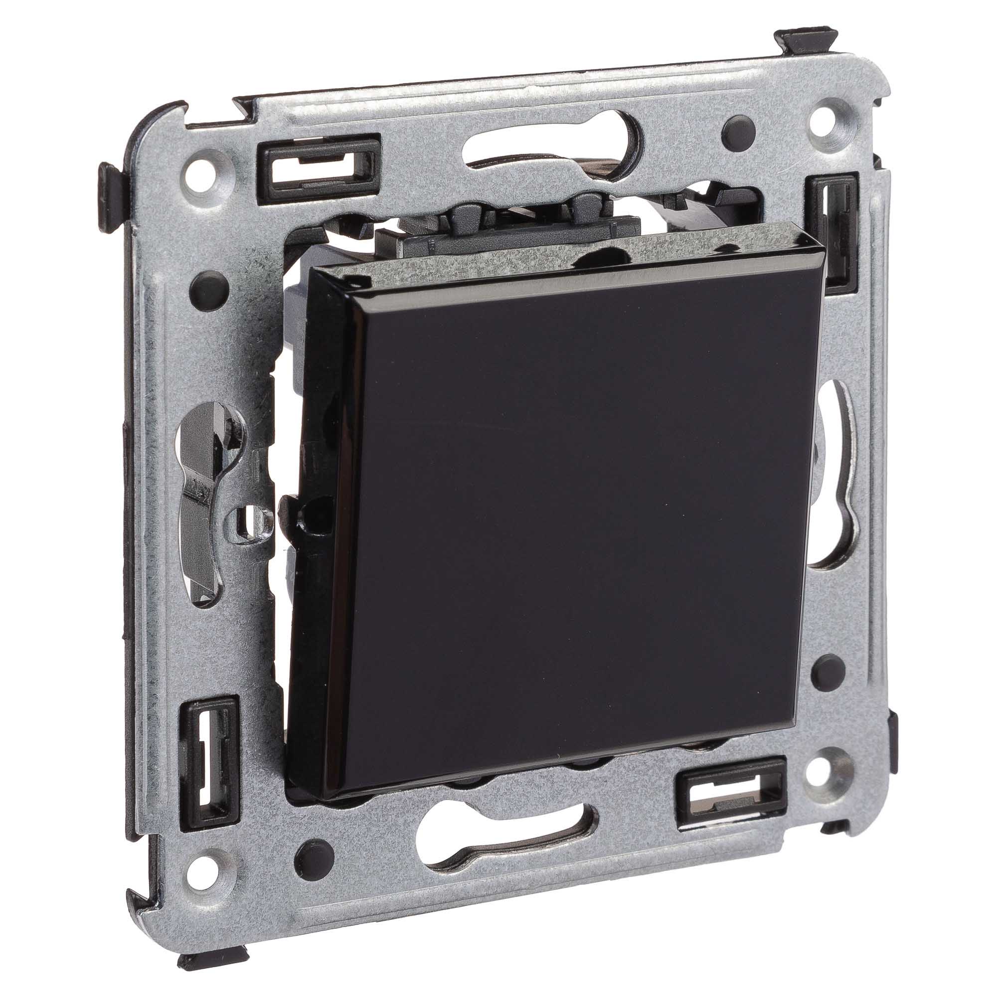 Выключатель одноклавишный в стену, "Avanti", "Черный квадрат"