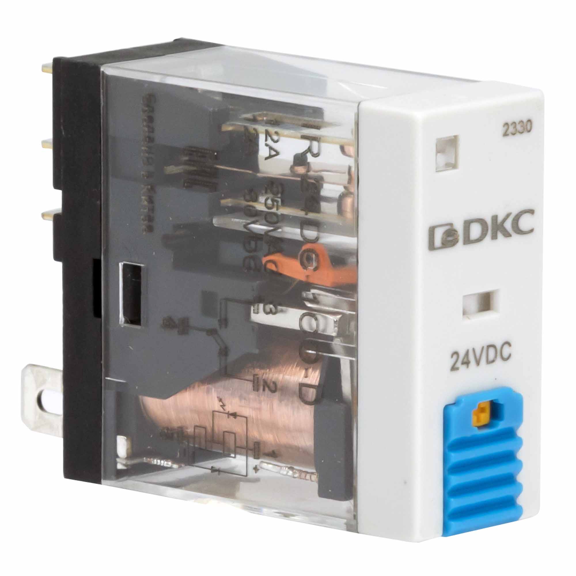 Реле миниатюрное промышленное, 1CO, ком. ток 12А, AgSnO2, напряжение 24V DC, опция: тест-кнопка+светодиод+защитный диод