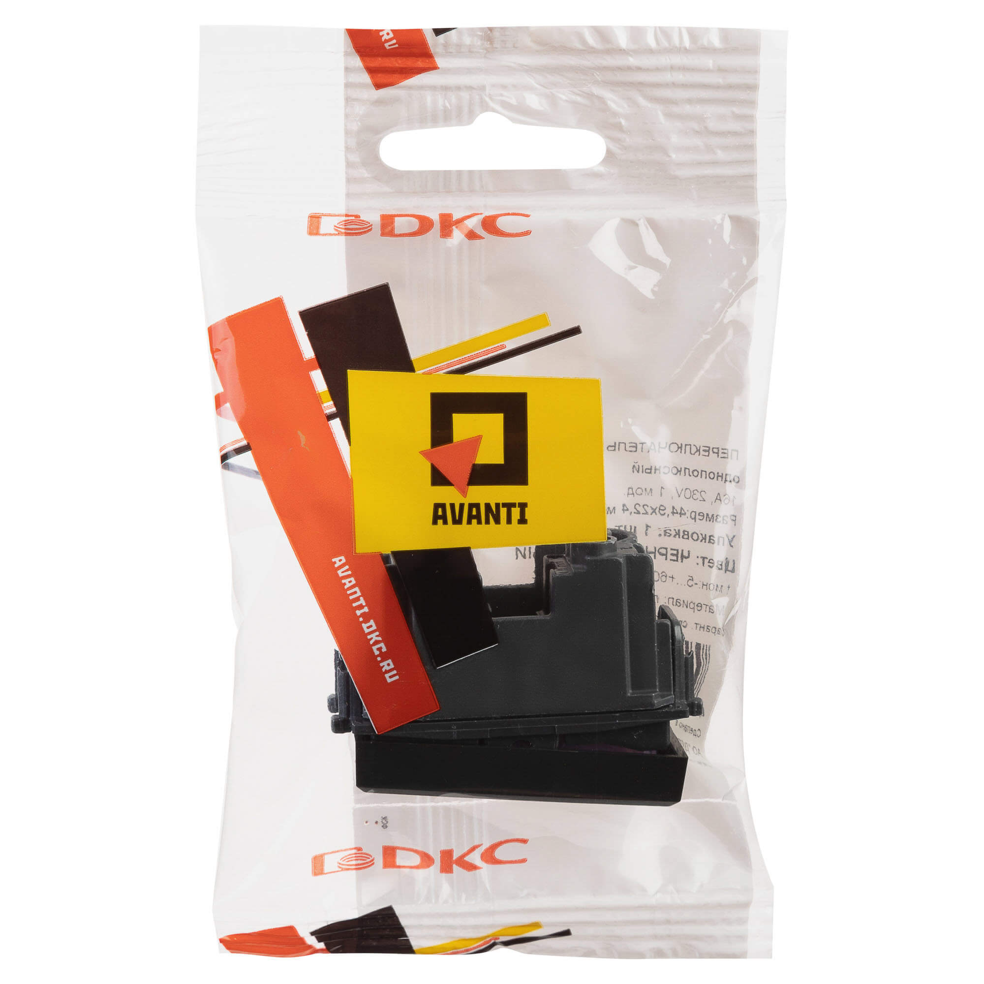 Переключатель модульный, "Avanti", "Черный матовый", 1 модуль