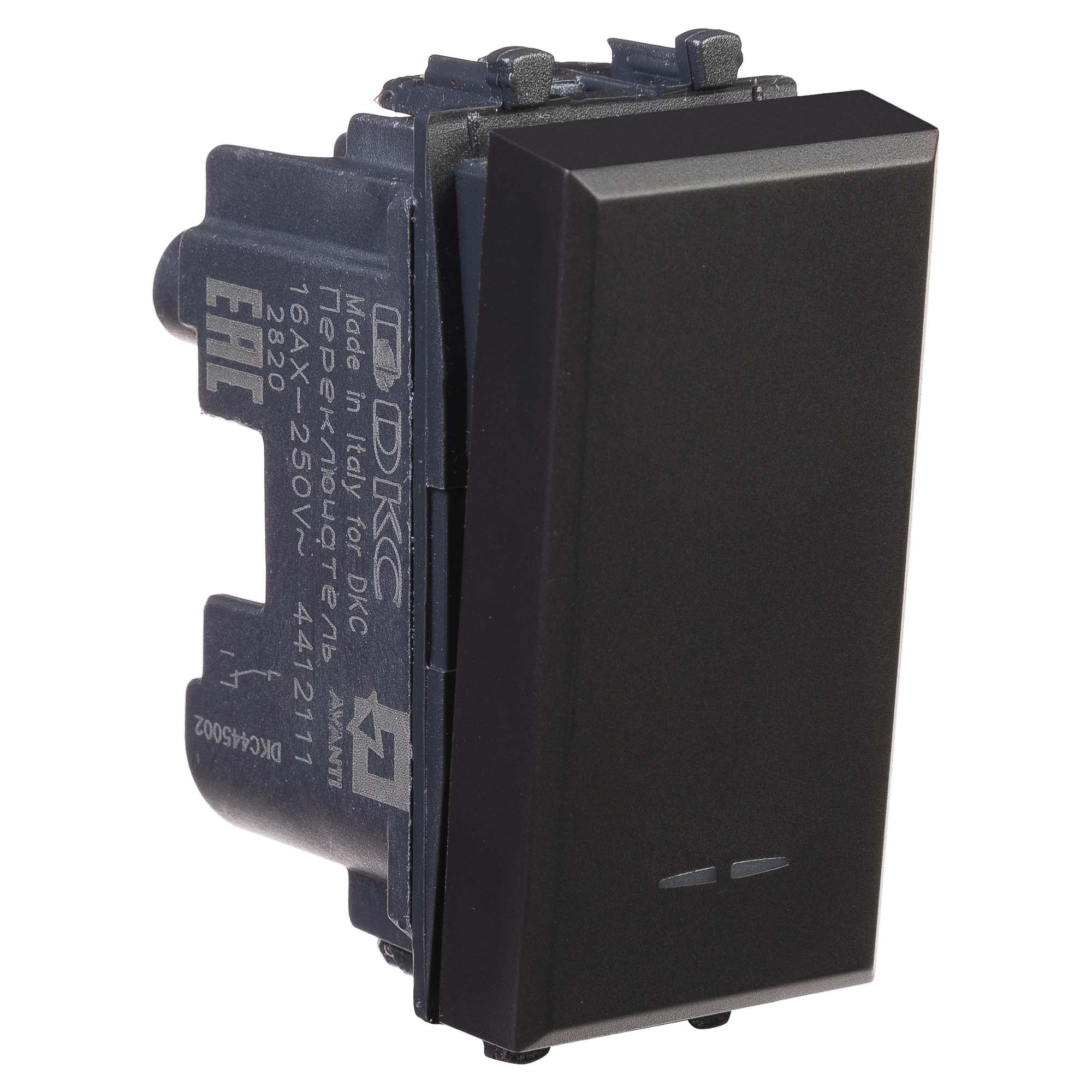 Переключатель модульный, "Avanti", "Черный матовый", 1 модуль