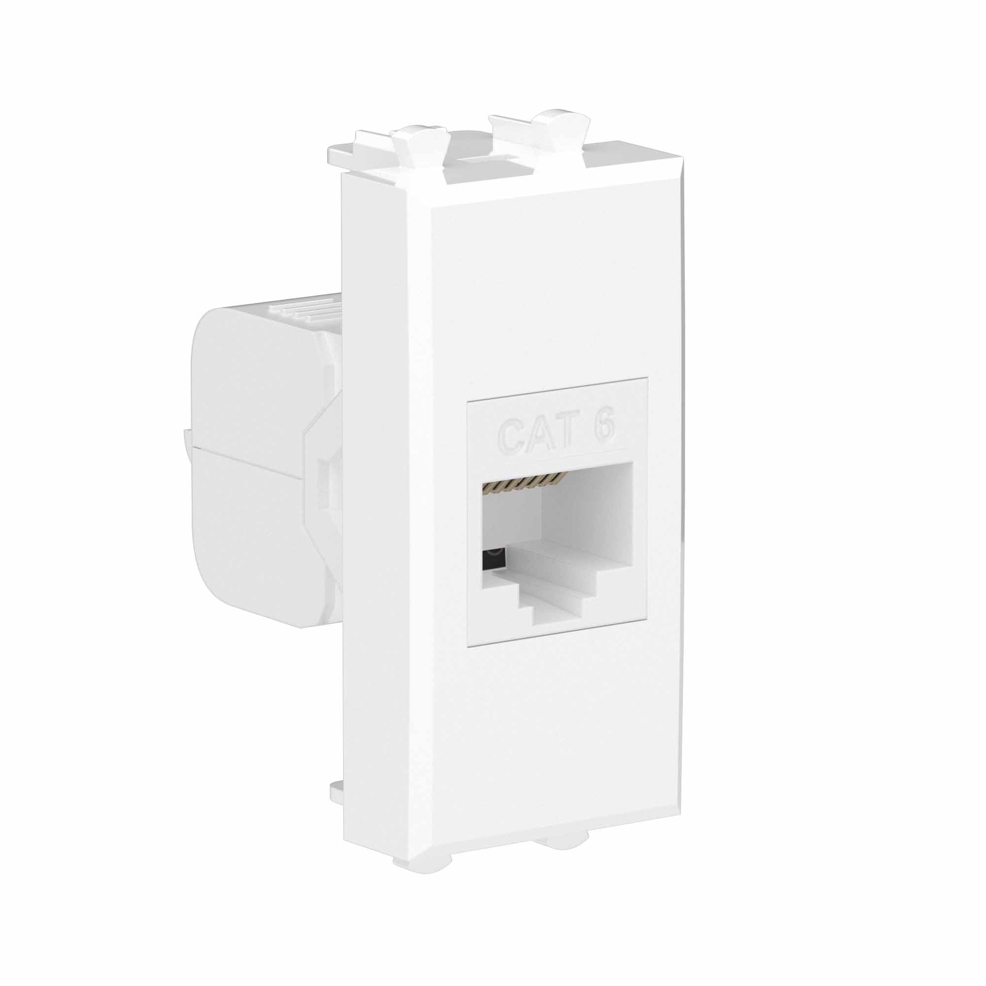 Компьютерная розетка RJ-45 без шторки модульная, кат.6, "Avanti", "Белое облако", 1 модуль