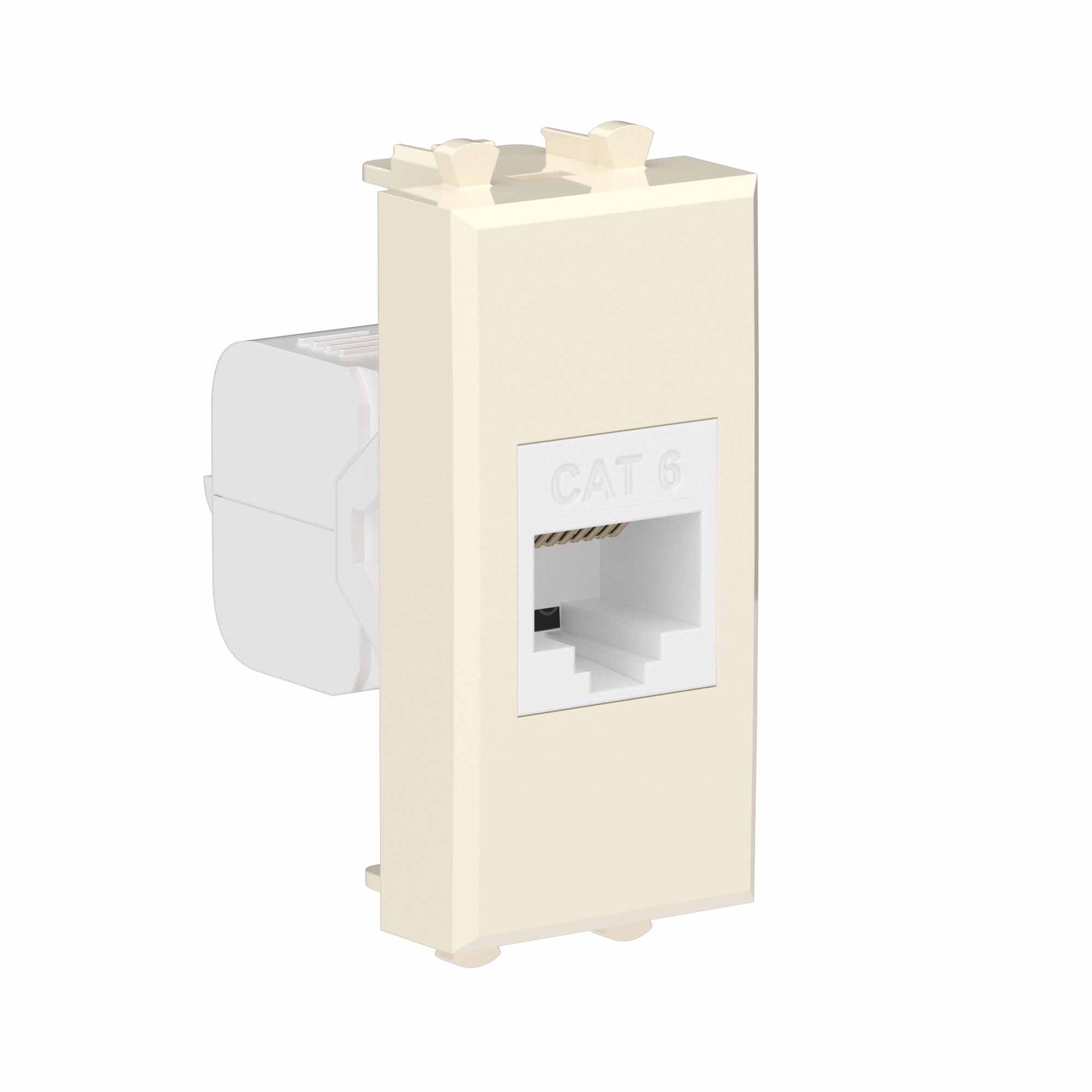 Компьютерная розетка RJ-45 без шторки модульная, кат.6, "Avanti", "Ванильная дымка", 1 модуль