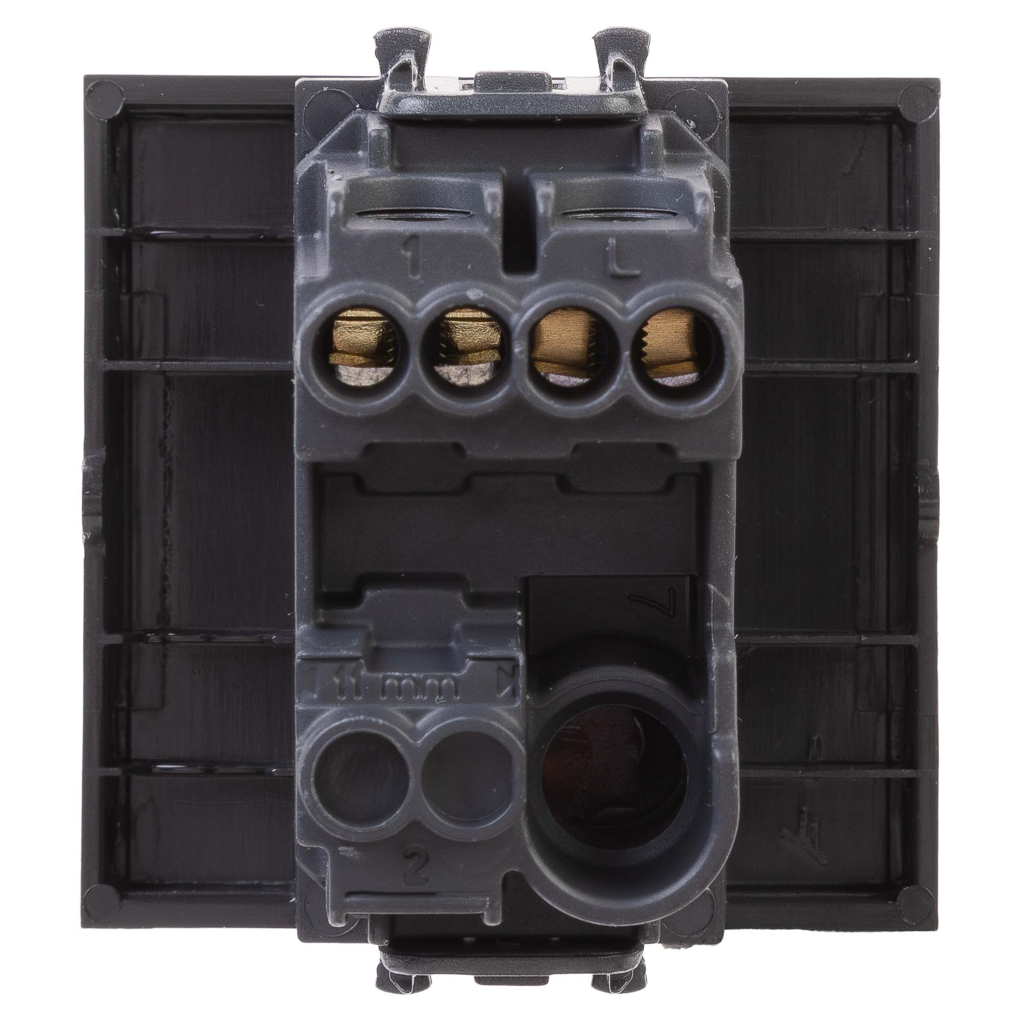 Выключатель одноклавишный модульный, "Avanti", "Черный матовый", 2 модуля