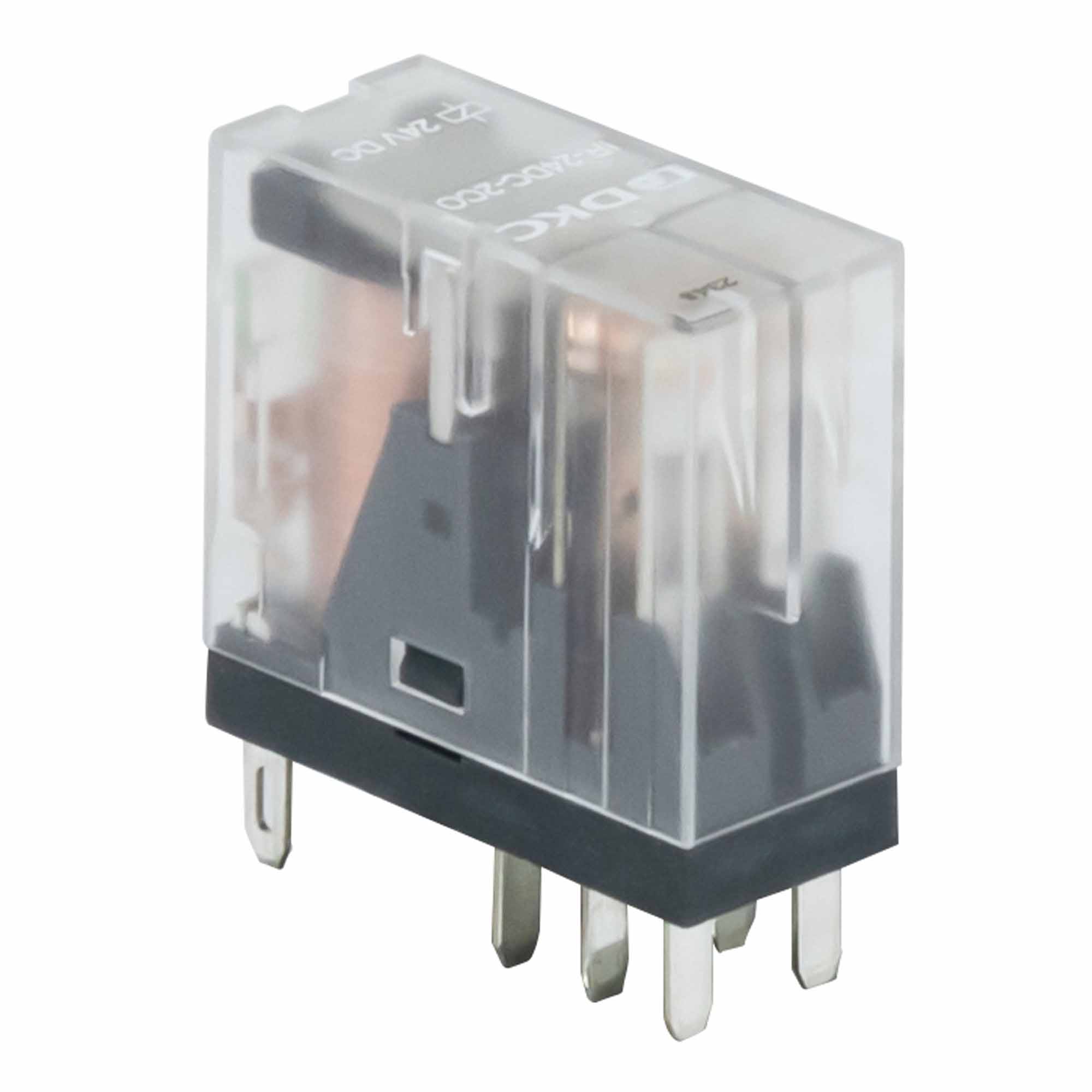 Реле миниатюрное промышленное, 2CO, ком. ток 8А, AgSnO2, напряжение 24V DC, опция: светодиод