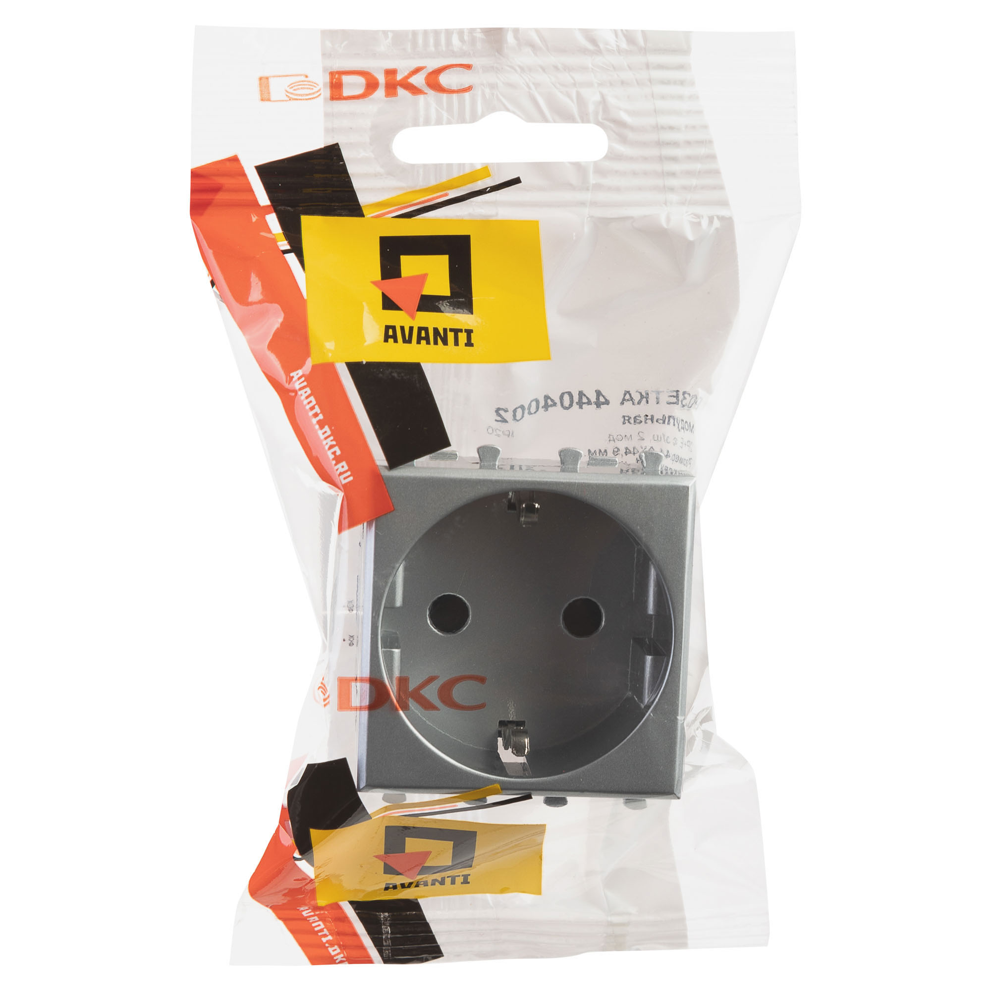 Розетка модульная, 2P+E, с з/ш, "Avanti", "Закаленная сталь", 2 модуля