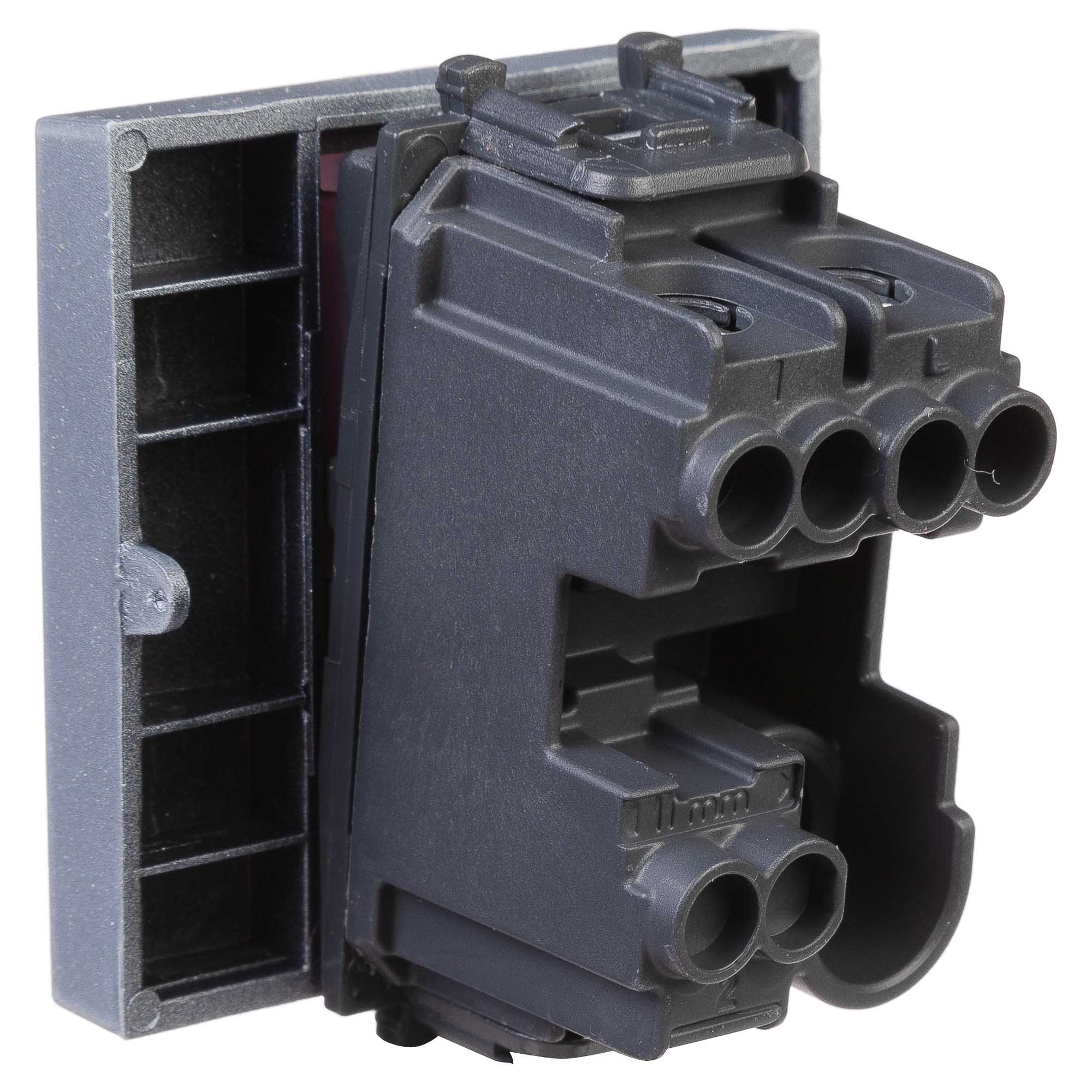 Выключатель одноклавишный модульный, "Avanti", " Закаленная сталь", 2модуля