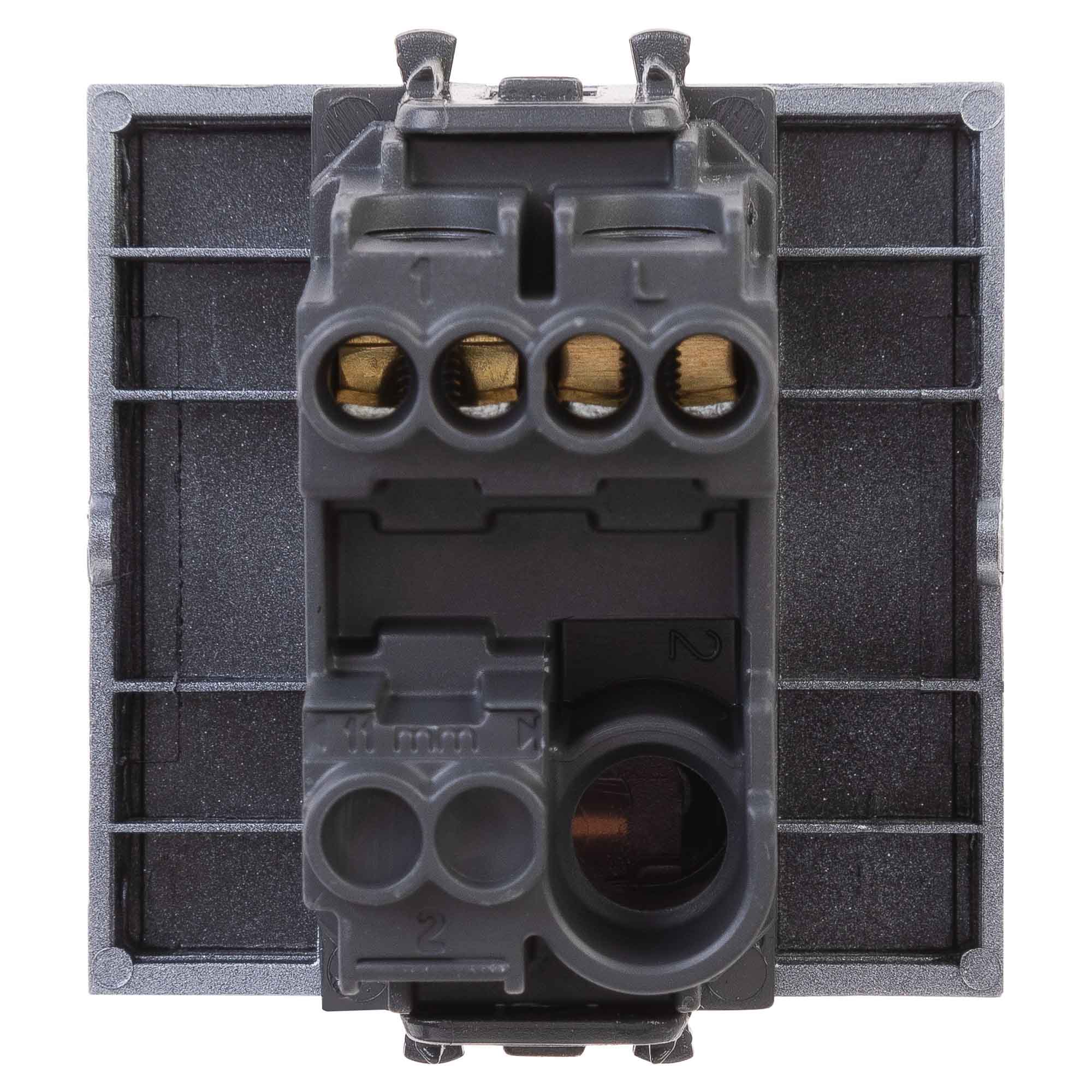 Выключатель одноклавишный модульный, "Avanti", " Закаленная сталь", 2модуля