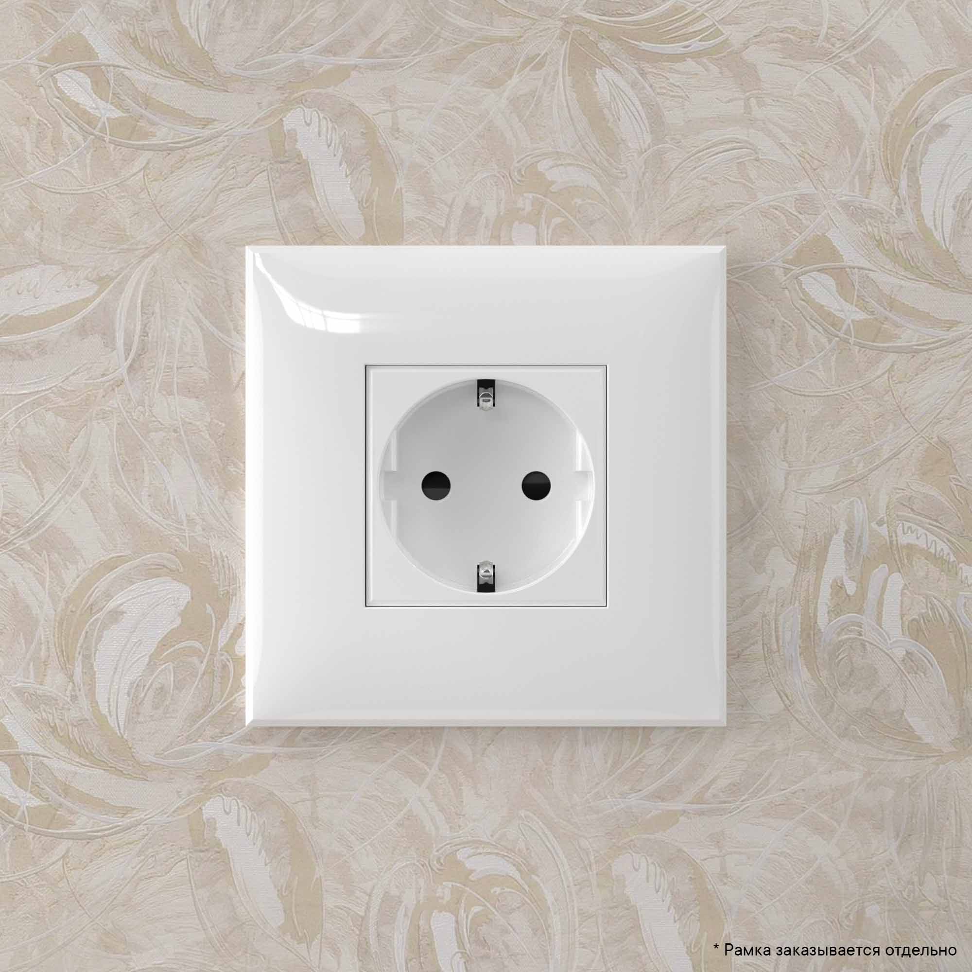 Розетка в стену, 2P+E, с з/ш, "Avanti", "Белое облако"