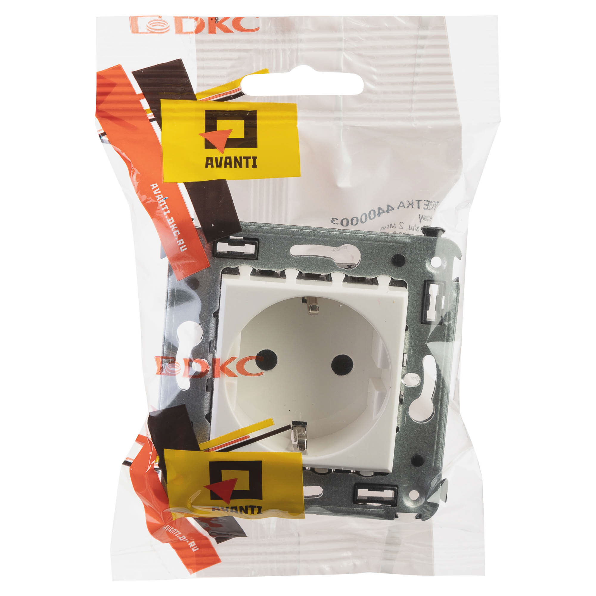 Розетка в стену, 2P+E, с з/ш, "Avanti", "Белое облако"