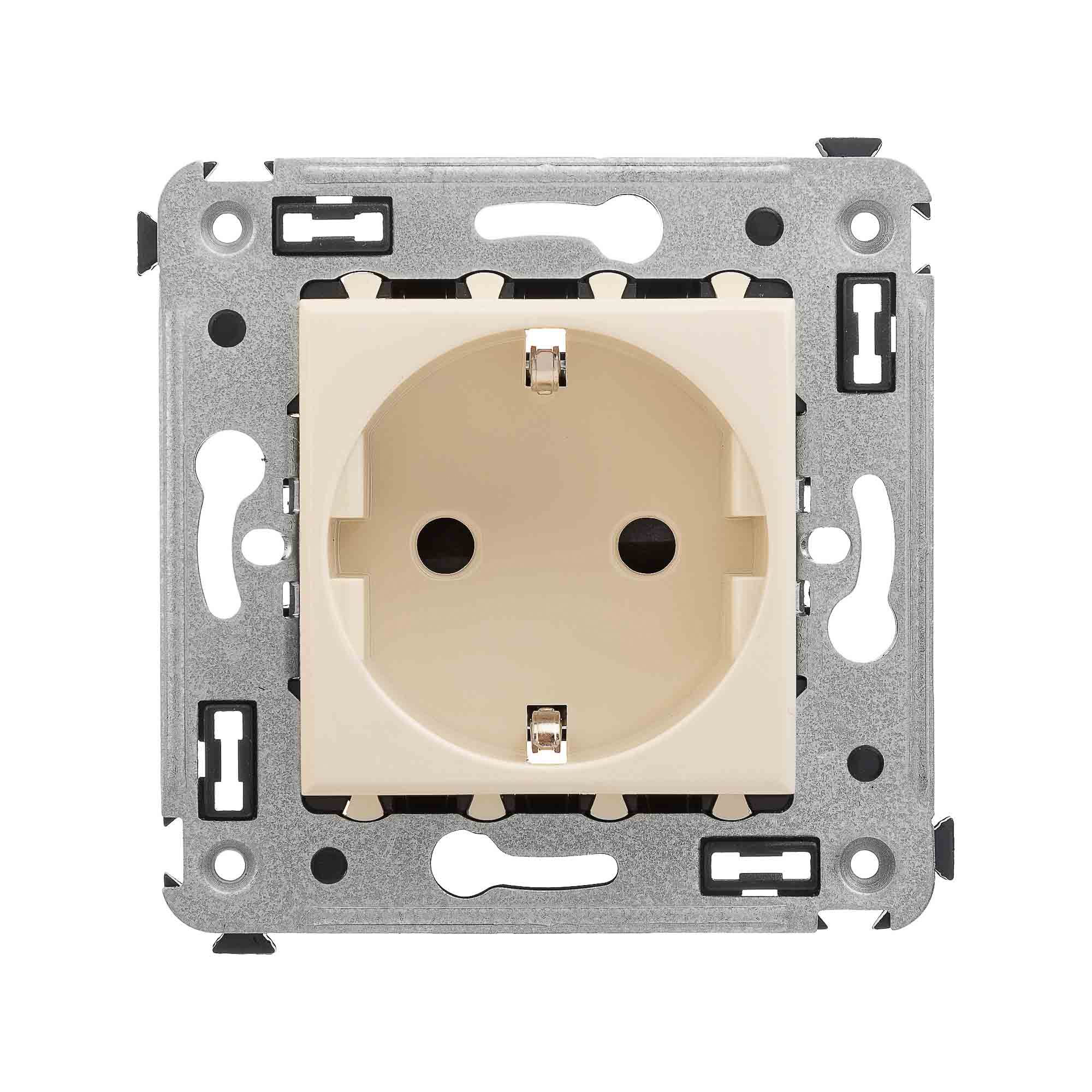 Розетка в стену, 2P+E, с з/ш, "Avanti", "Ванильная дымка"