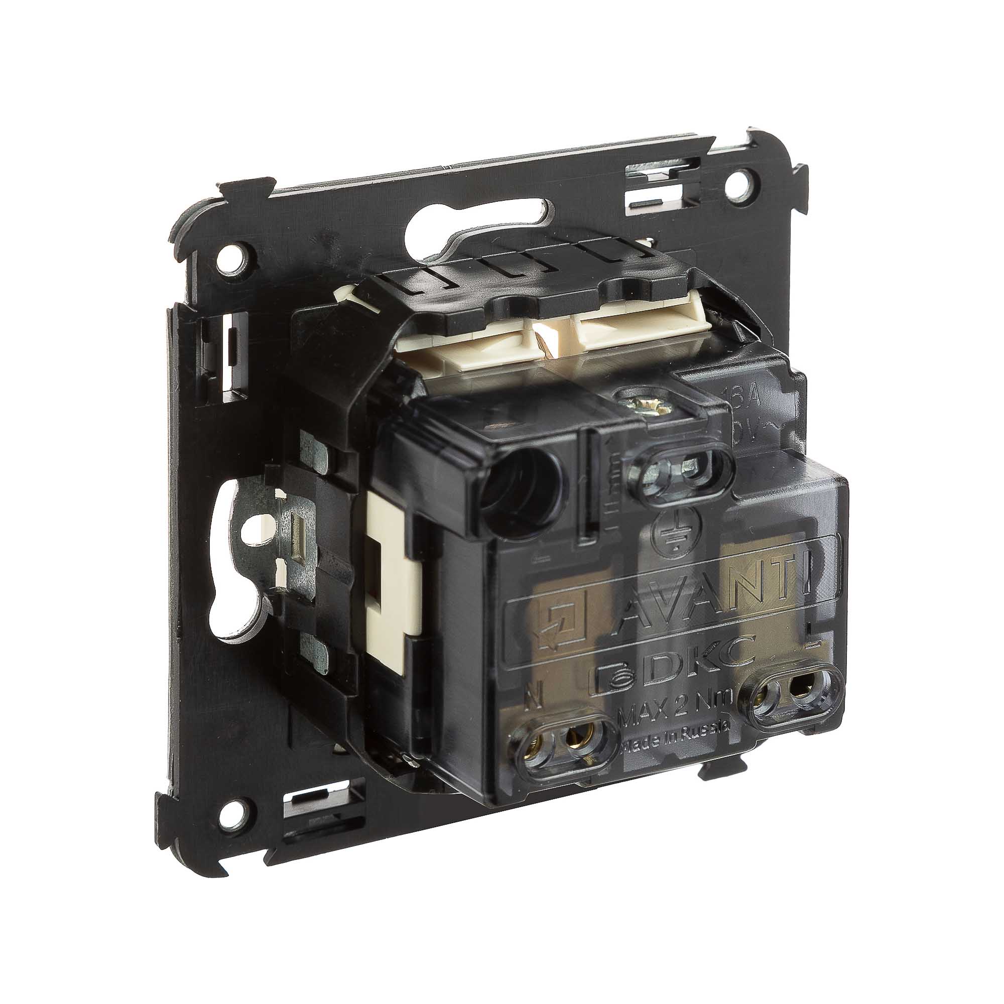 Розетка в стену, 2P+E, с з/ш, "Avanti", "Ванильная дымка"