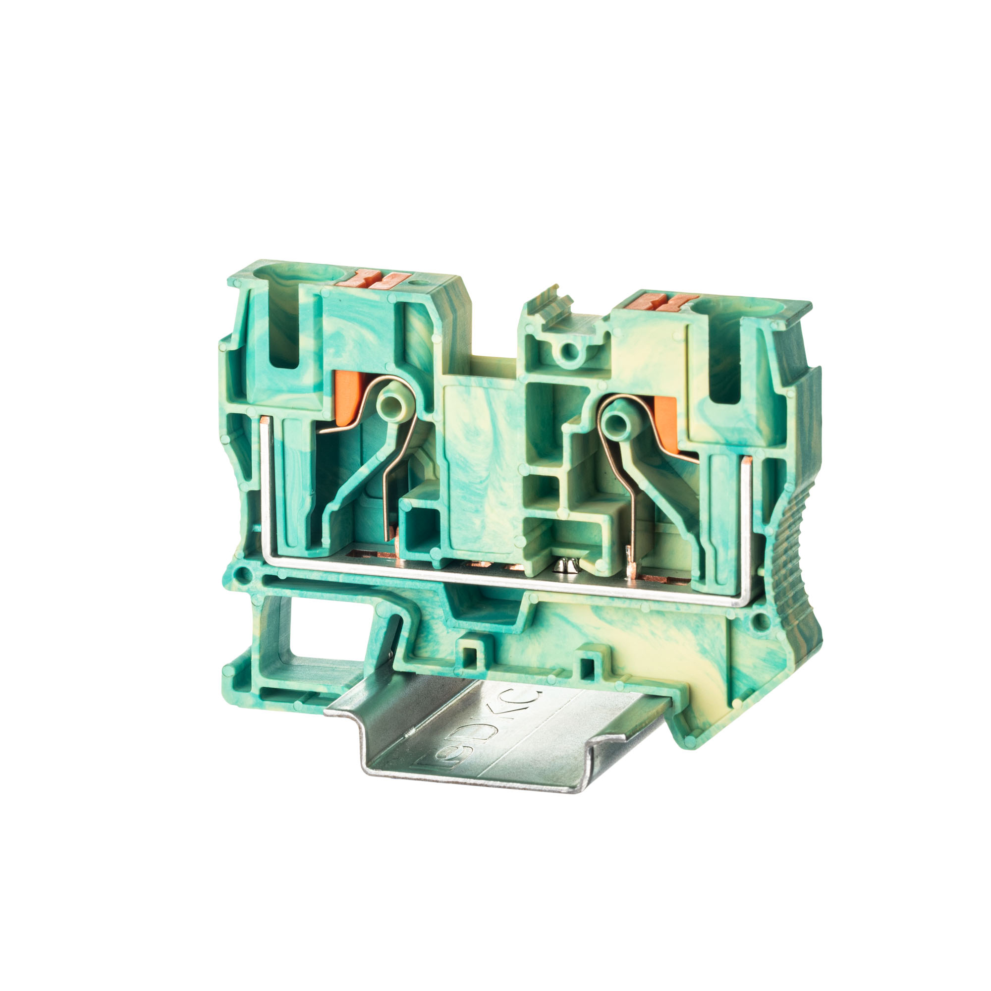 Клемма заземления, зажим push-in, 2 точки подключения, 6 кв.мм