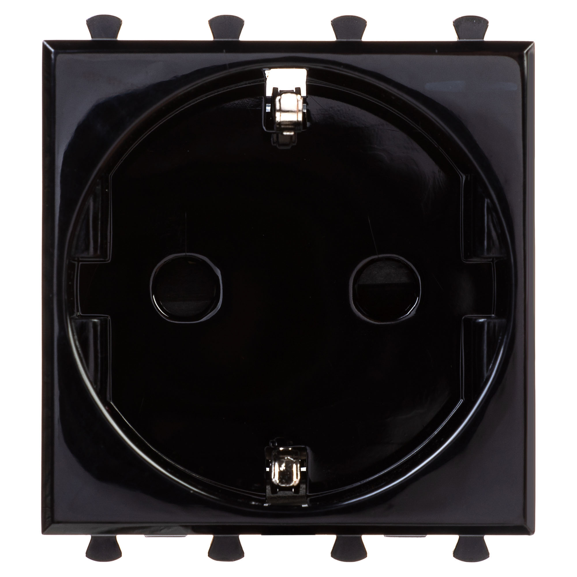 Розетка модульная, 2P+E, с з/ш, "Avanti", "Черный квадрат", 2 модуля