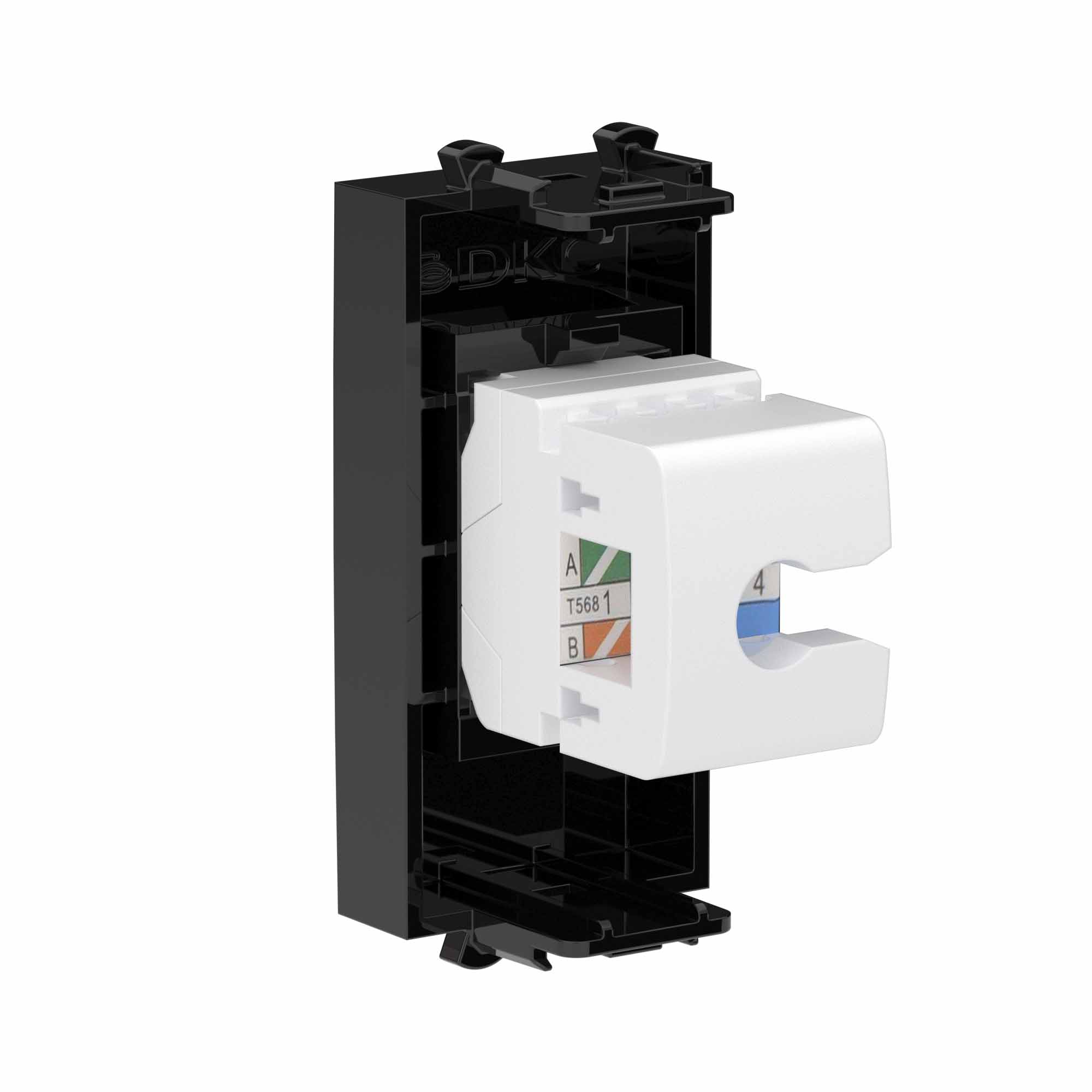 Телефонная розетка RJ-12 без шторки модульная, "Avanti", "Черный квадрат", 1 модуль