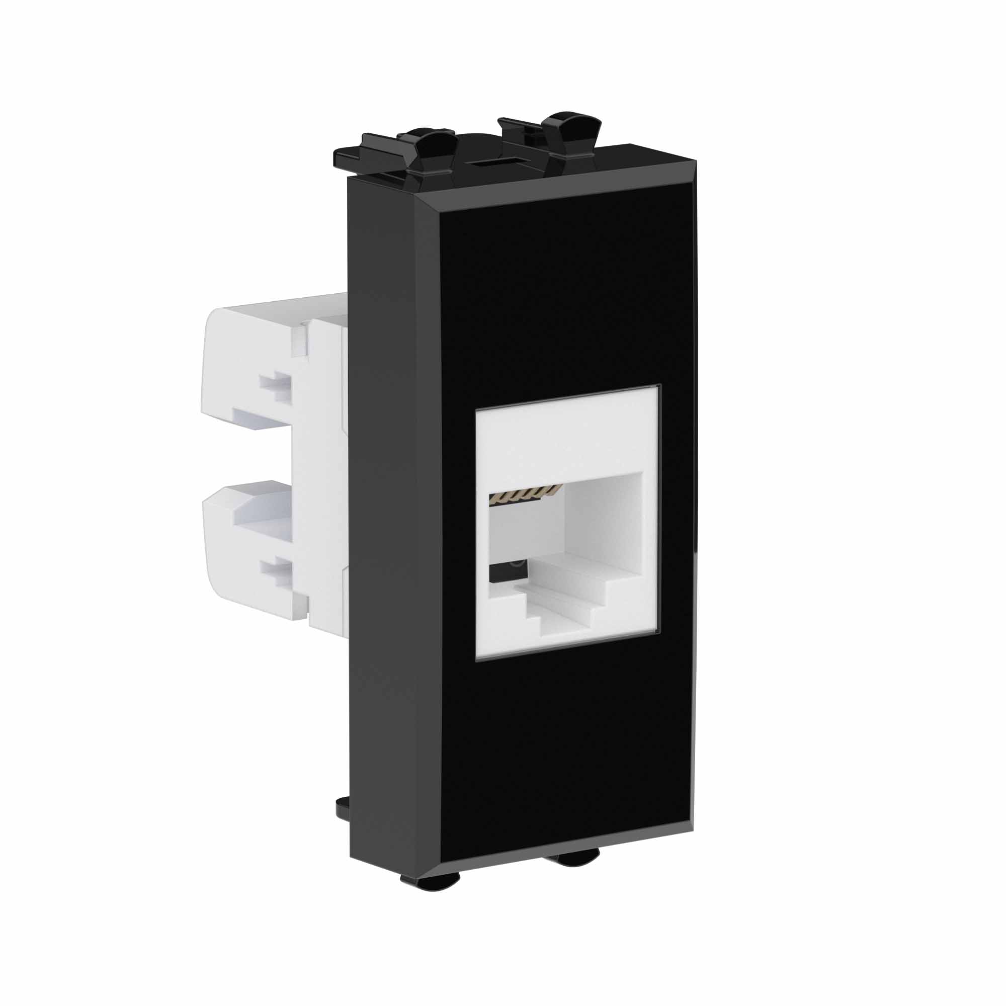 Телефонная розетка RJ-12 без шторки модульная, "Avanti", "Черный квадрат", 1 модуль