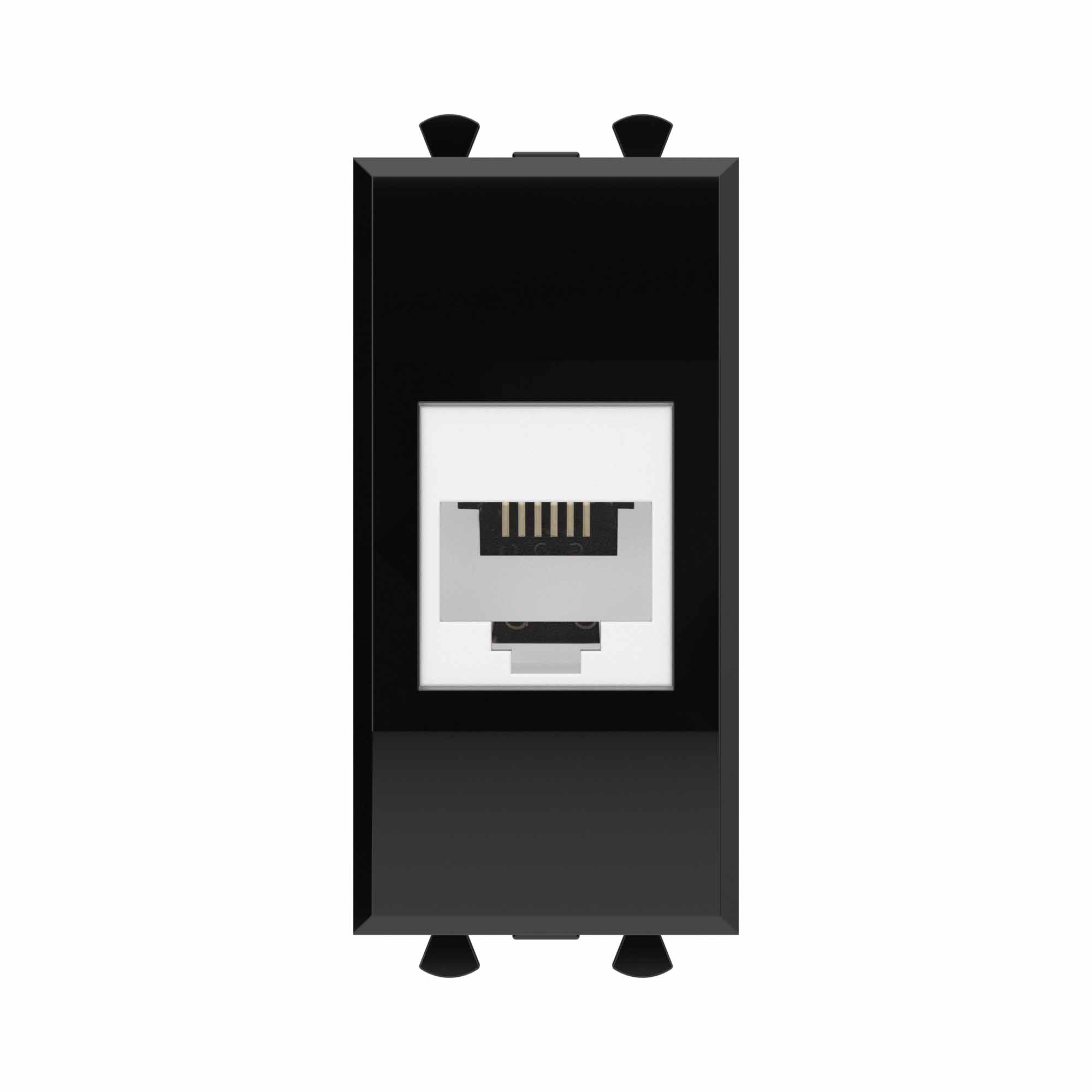 Телефонная розетка RJ-12 без шторки модульная, "Avanti", "Черный квадрат", 1 модуль