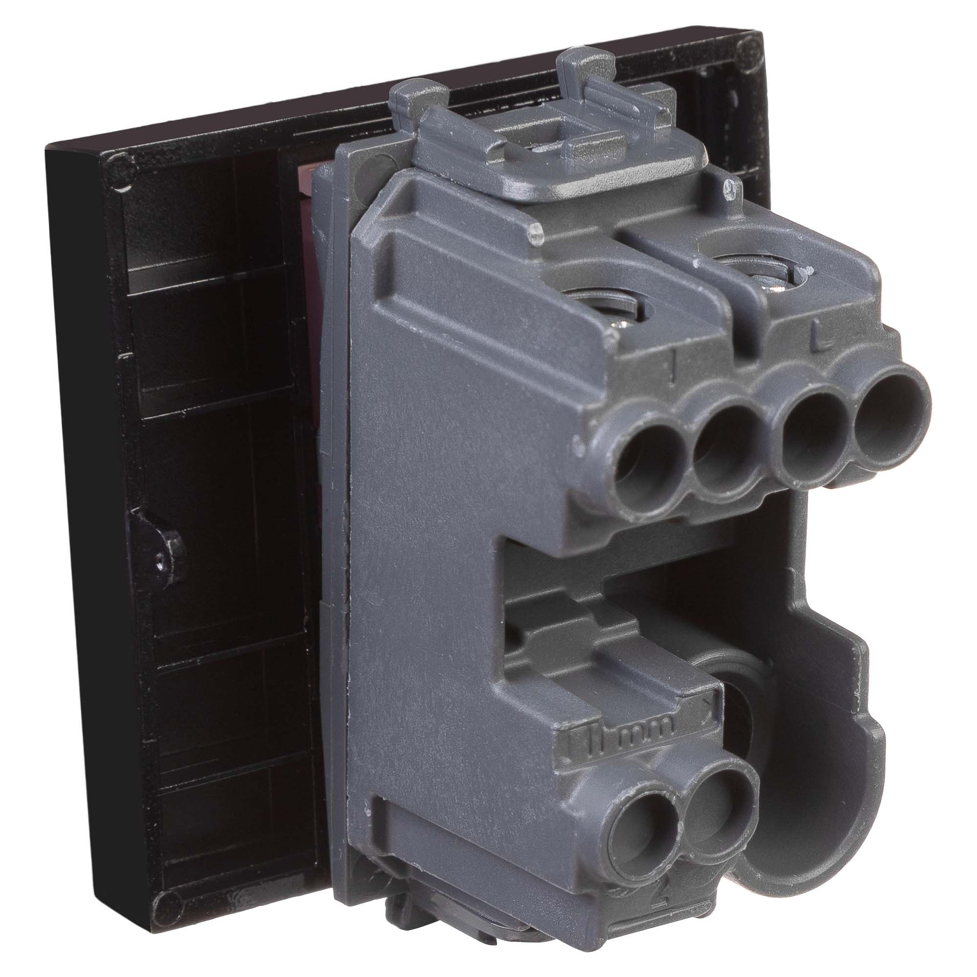 Выключатель одноклавишный модульный, "Avanti", "Черный квадрат", 2 модуля