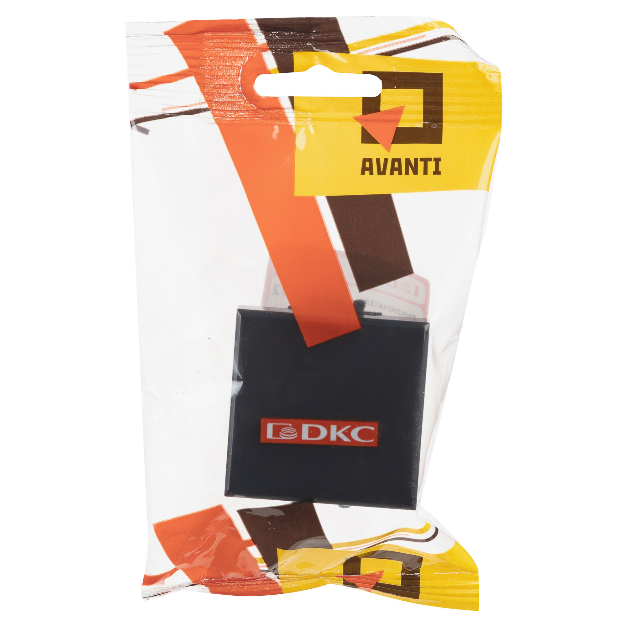 Выключатель одноклавишный модульный, "Avanti", "Черный квадрат", 2 модуля