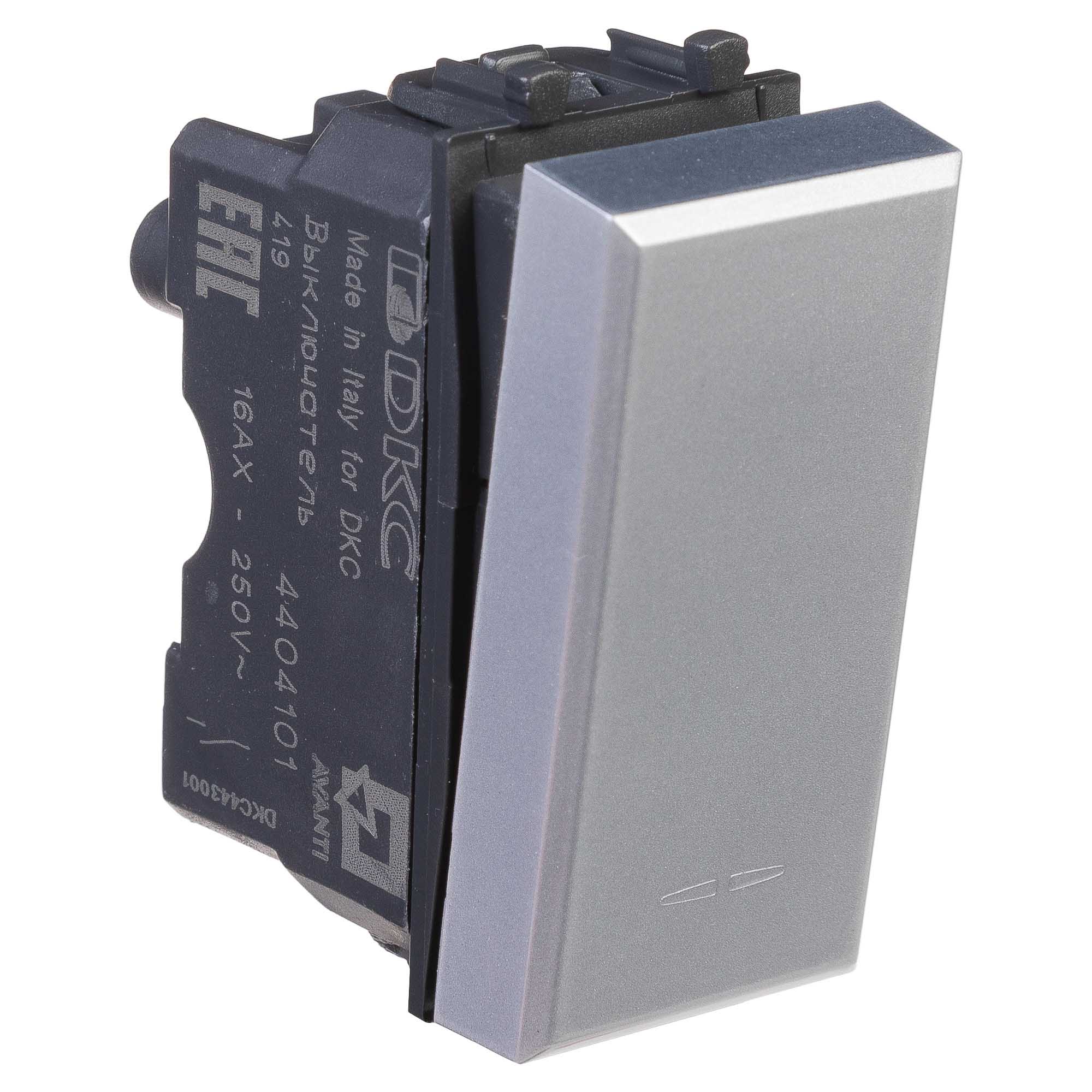 Выключатель модульный "Avanti", "Закаленная сталь", 1 модуль