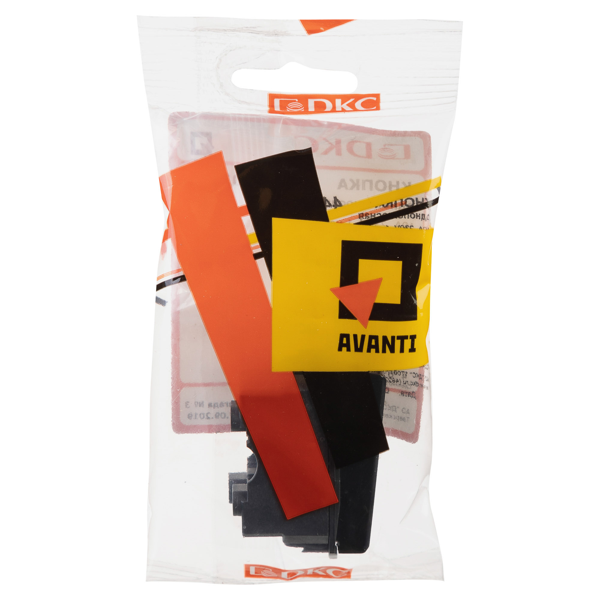 Кнопка модульная, "Avanti", "Черный квадрат", 1 модуль