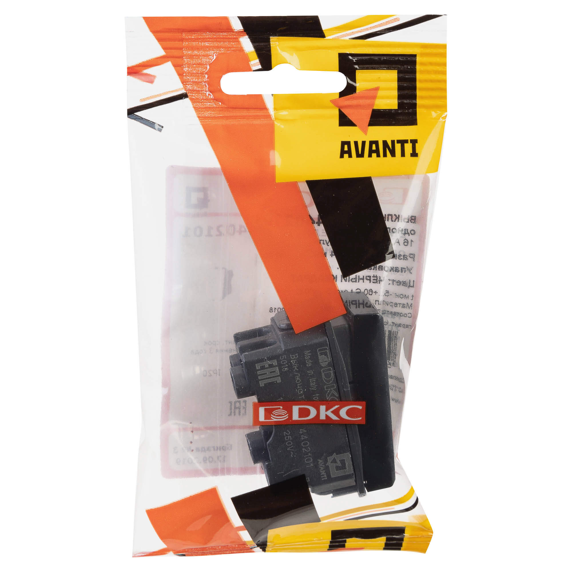 Выключатель модульный, "Avanti", "Черный квадрат", 1 модуль