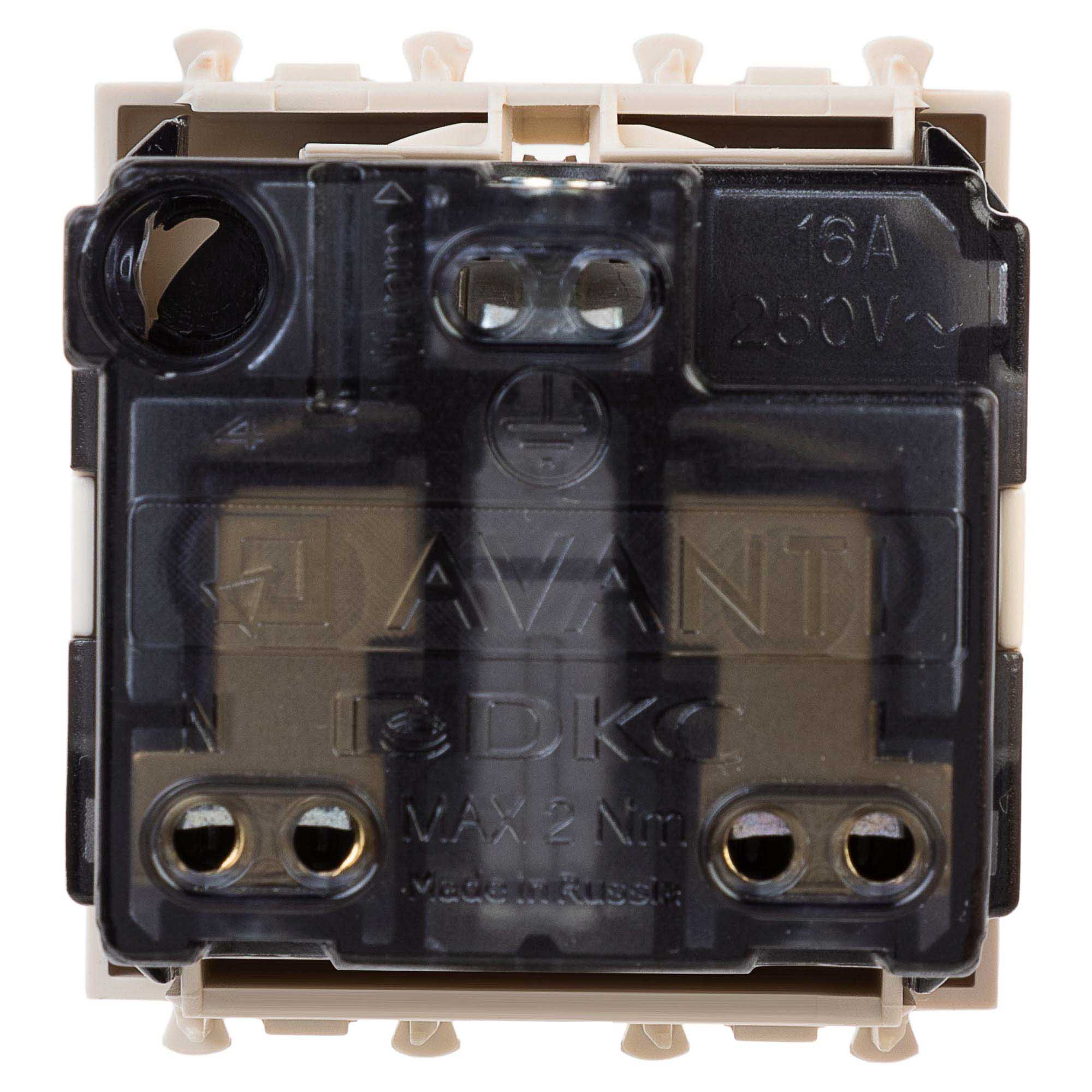 Розетка модульная, 2P+E, с з/ш, "Avanti", "Ванильная дымка", 2 модуля