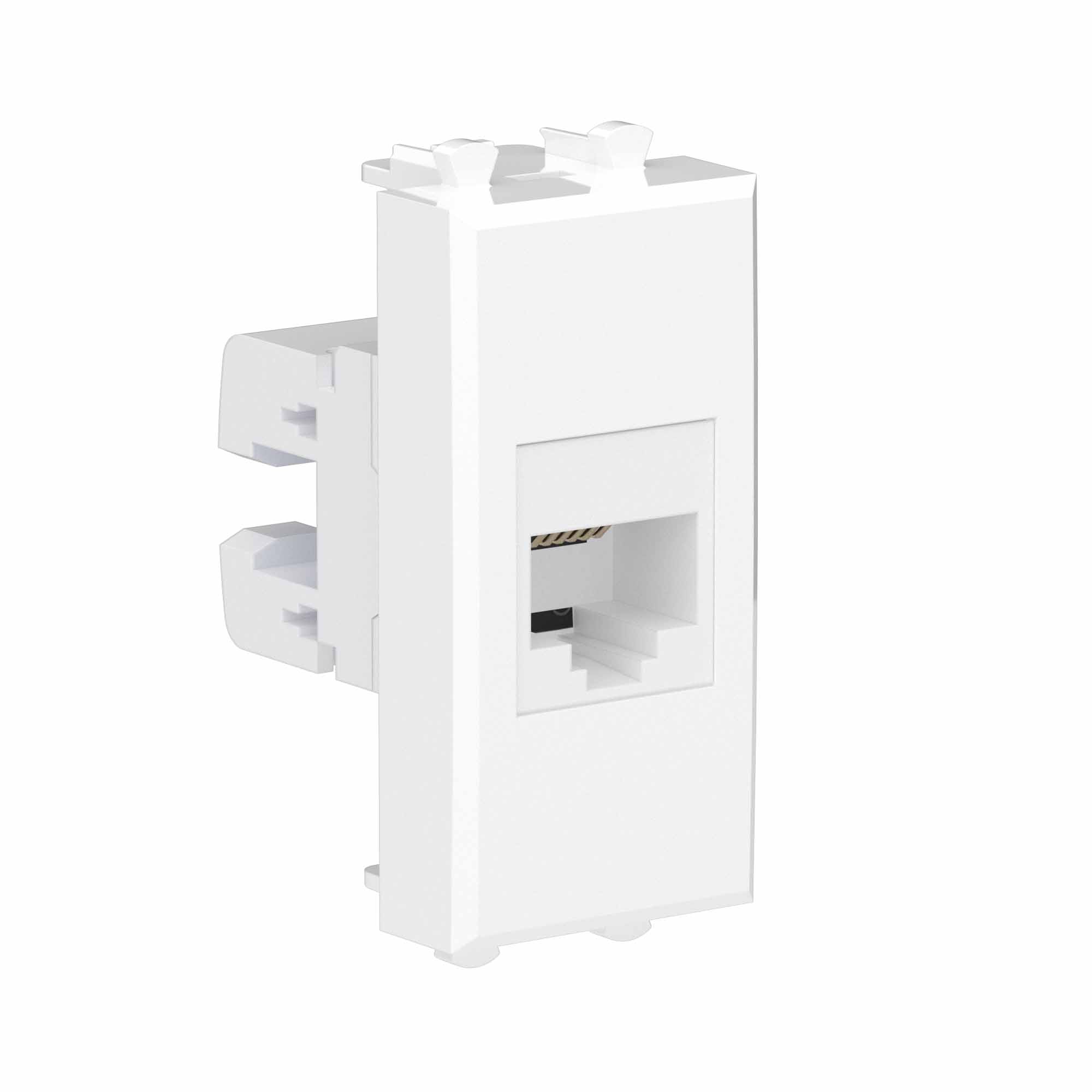 Телефонная розетка RJ-12 без шторки модульная, "Avanti", "Белое облако", 1 модуль