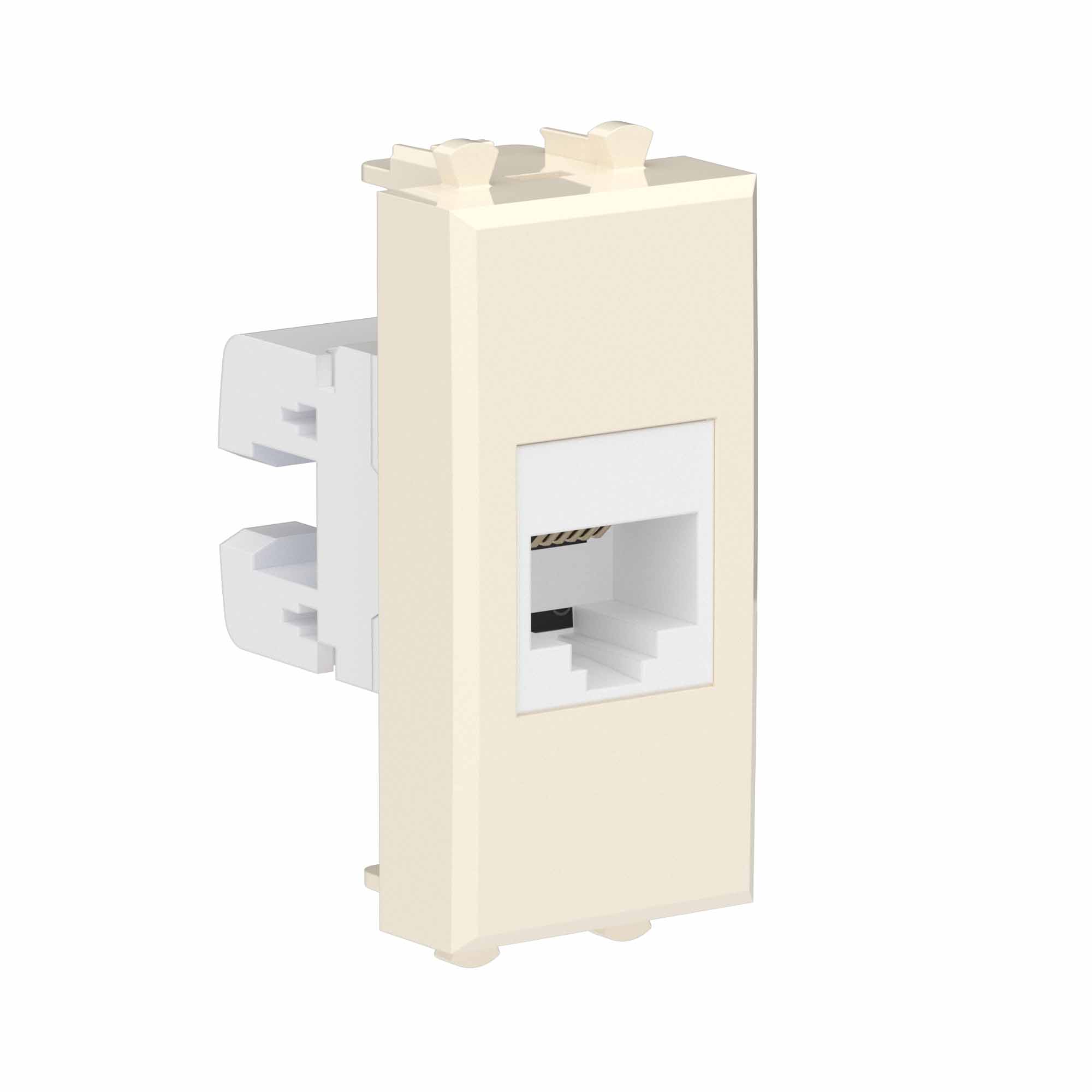 Телефонная розетка RJ-12 без шторки модульная, "Avanti", "Ванильная дымка", 1 модуль