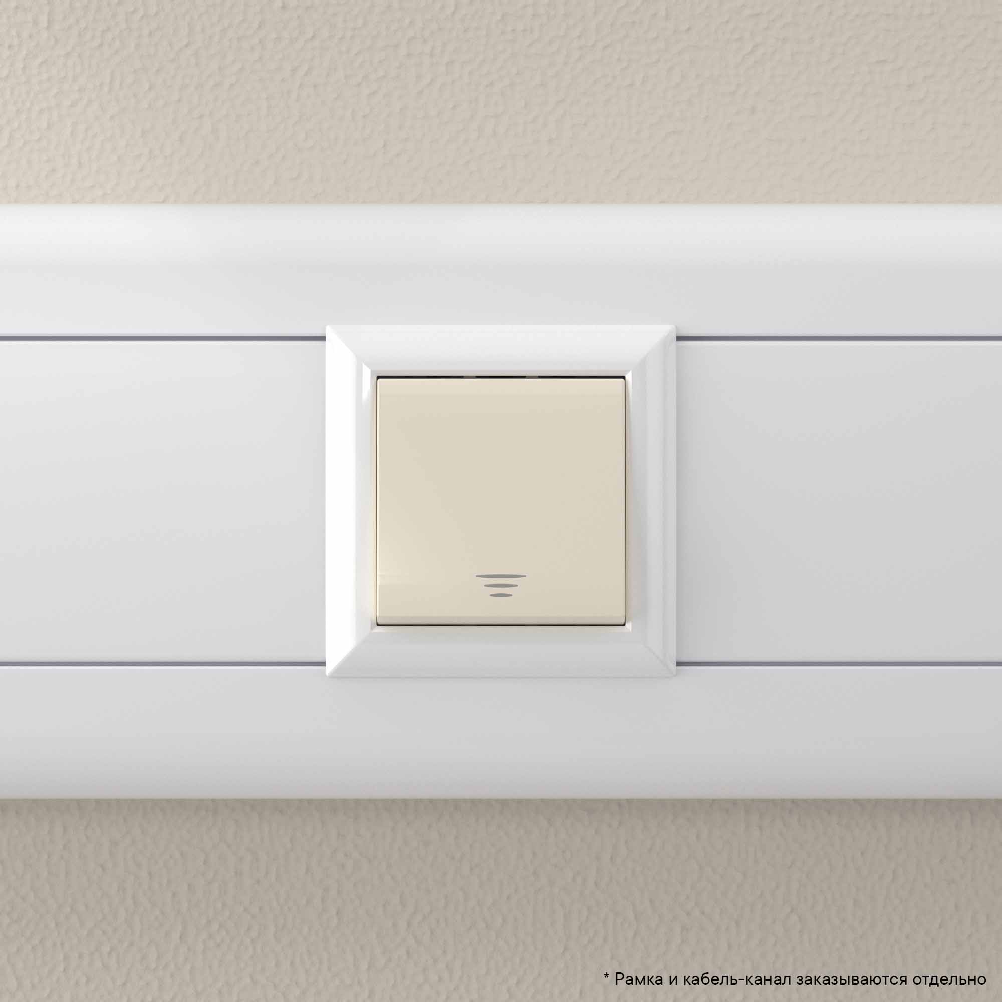 Выключатель одноклавишный модульный, "Avanti", "Ванильная дымка", 2 модуля