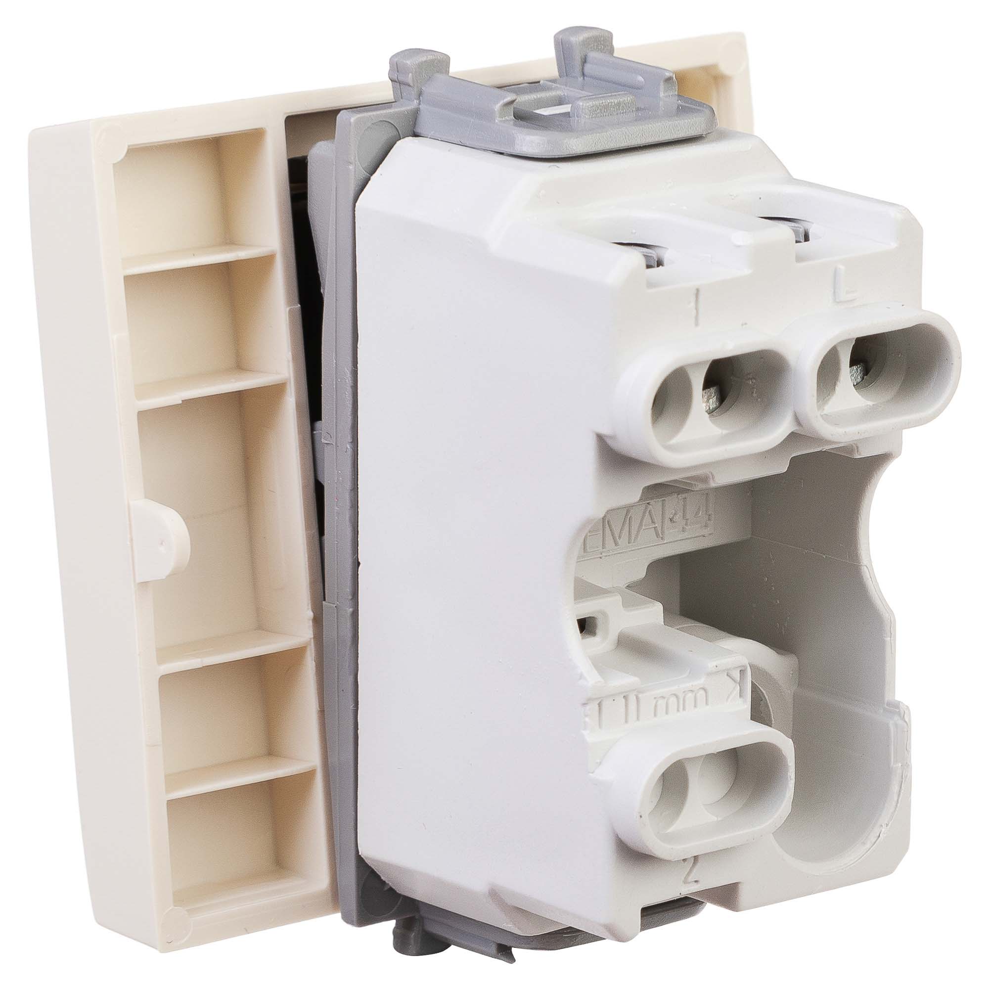 Выключатель одноклавишный модульный, "Avanti", "Ванильная дымка", 2 модуля