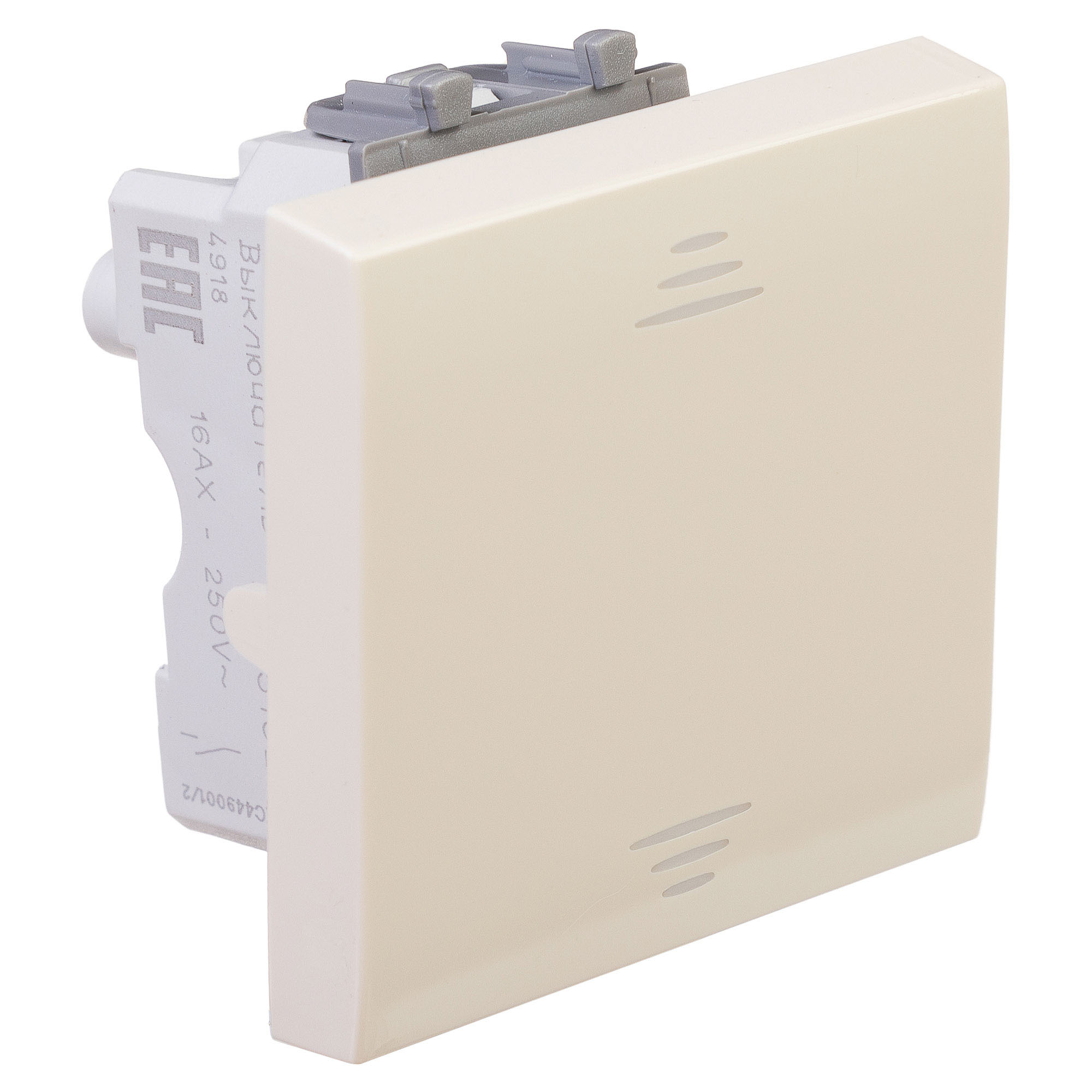 Выключатель одноклавишный модульный, "Avanti", "Ванильная дымка", 2 модуля