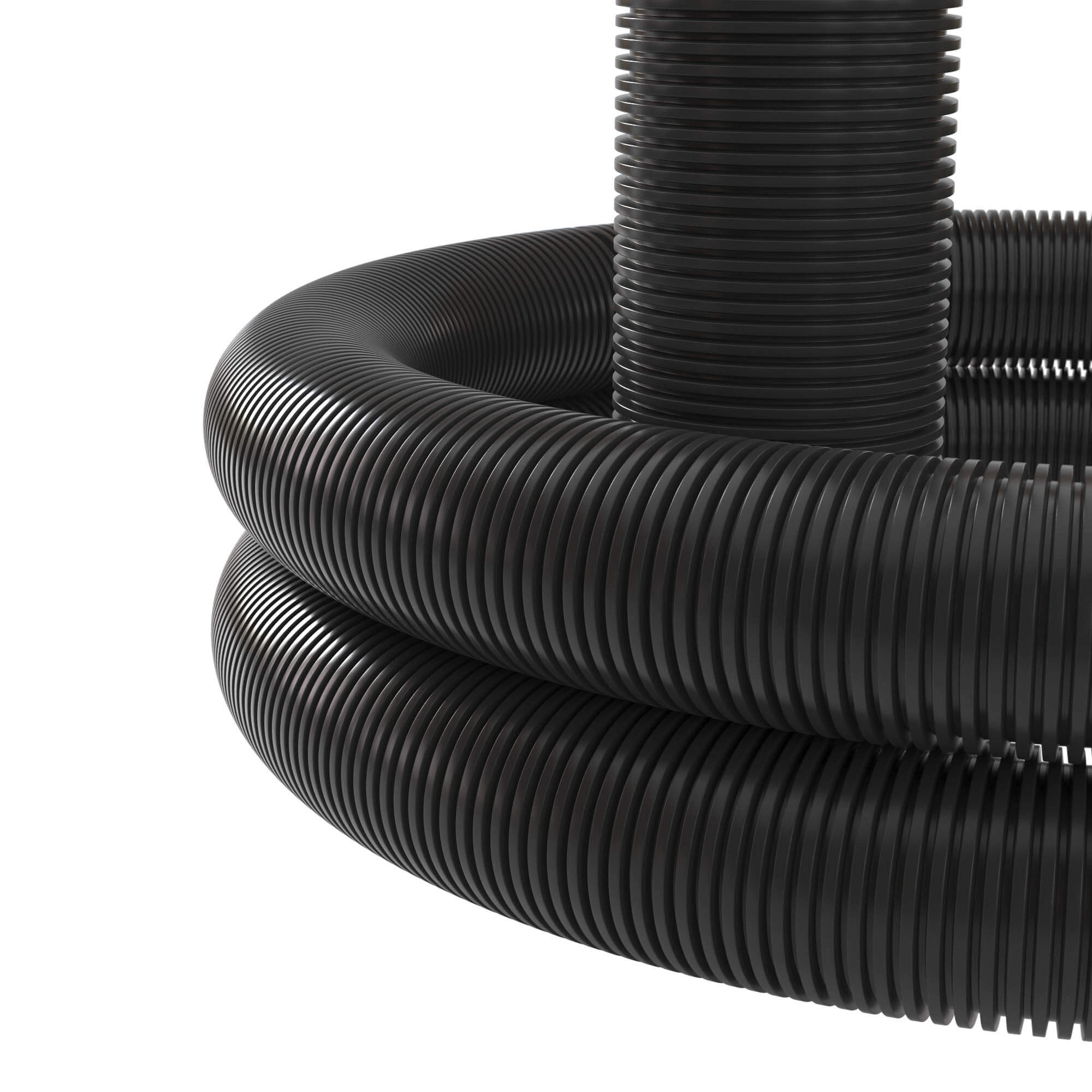 Усиленная двустенная труба ПНД гибкая для кабельной канализации д.63мм спротяжкой, SN20, 650Н, в бухте 50м, цвет черный