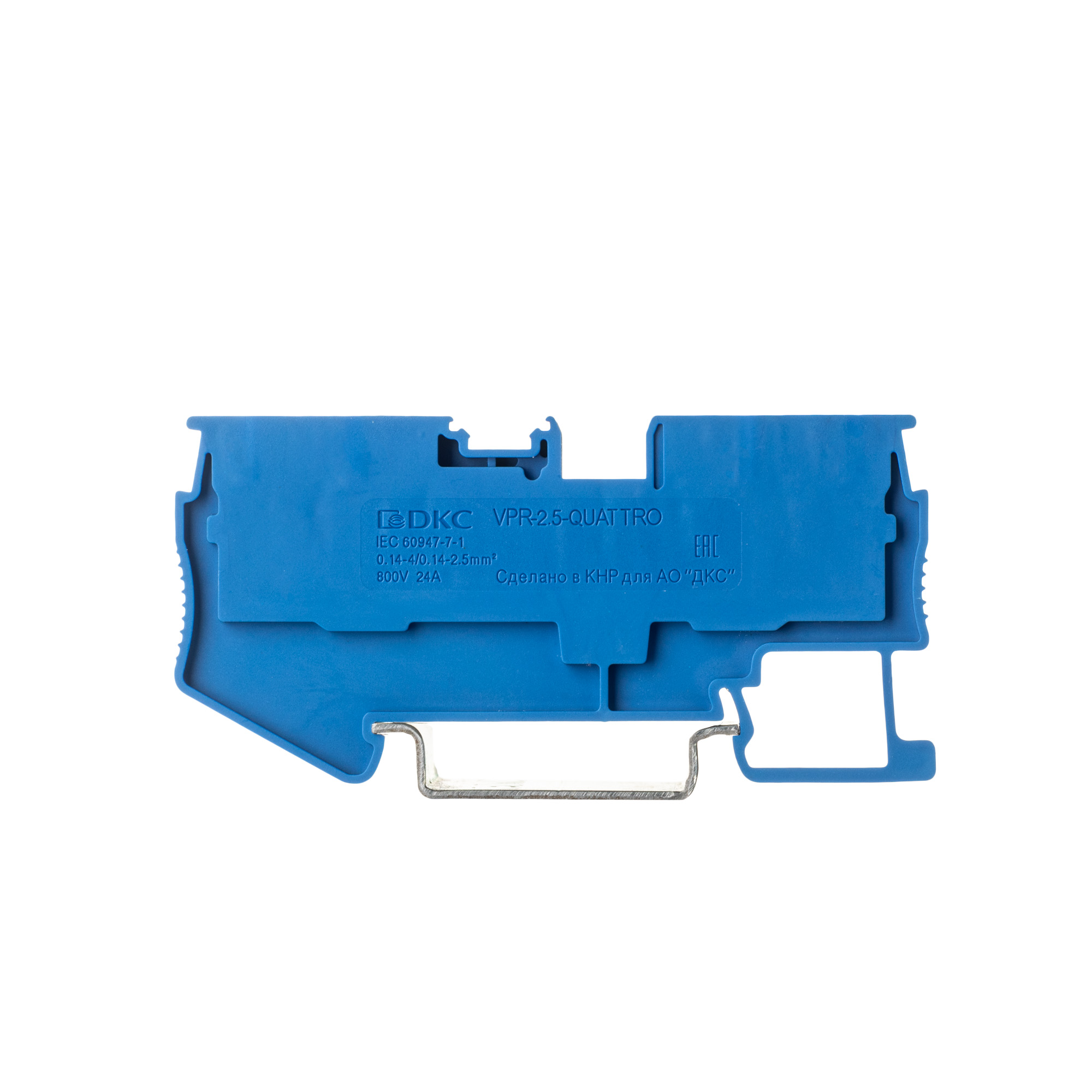 Клемма проходная, зажим push-in, 4 точки подключения, 2.5 кв.мм, синяя