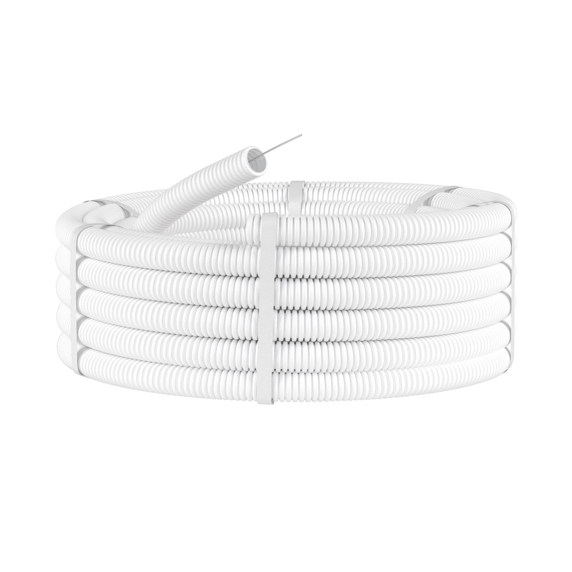 Труба ПЛЛ гибкая гофр. не содержит галогенов д.25мм, ПВ-0, с протяжкой,50м, цвет белый