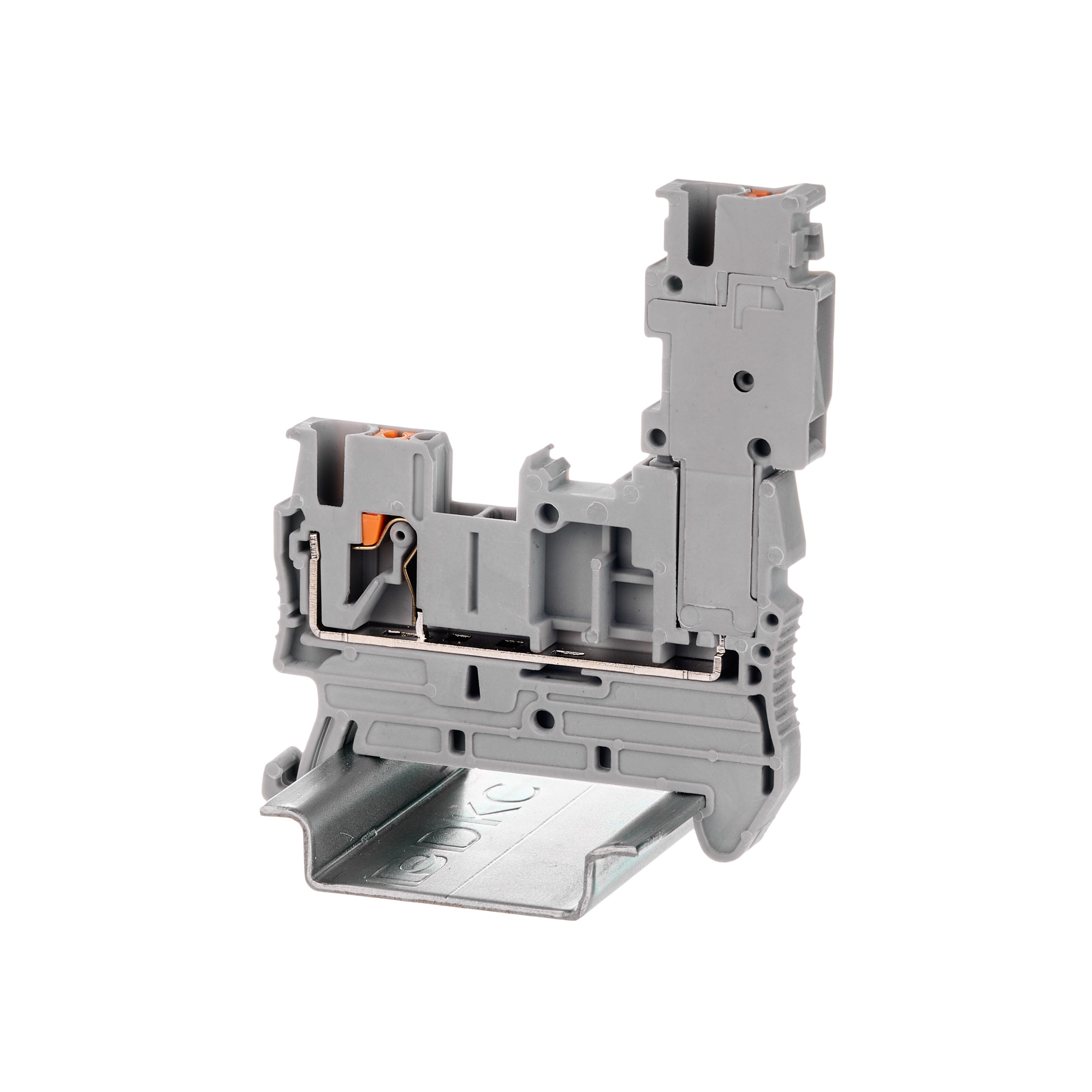 Клемма проходная под вставной штекер, зажим push-in, 2 точкиподключения, 2.5 кв.мм, серая