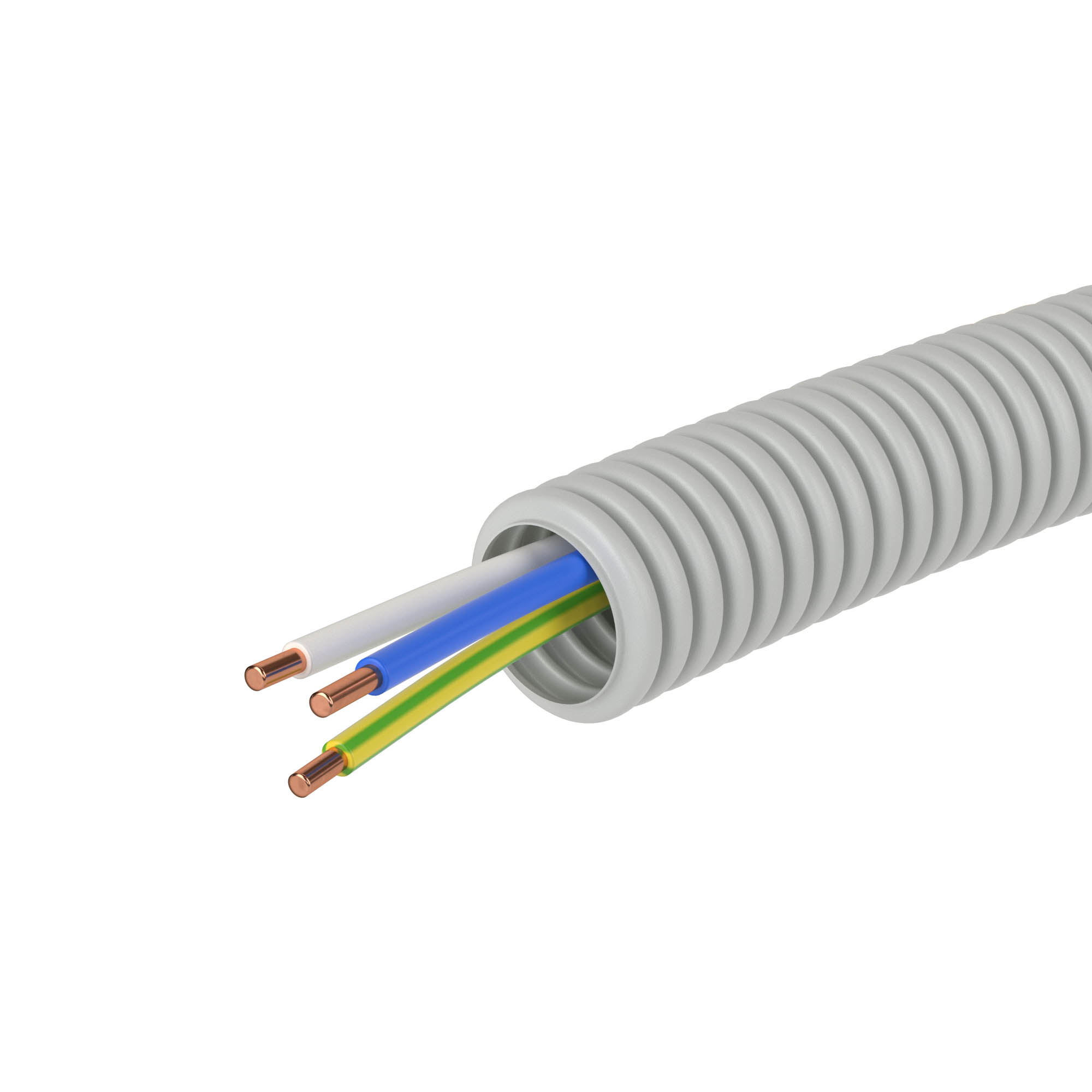 Электротруба ПВХ гибкая гофр. д.16мм, цвет серый, с проводом ПуВ 3х2,5мм² РЭК "ГОСТ+", 50м