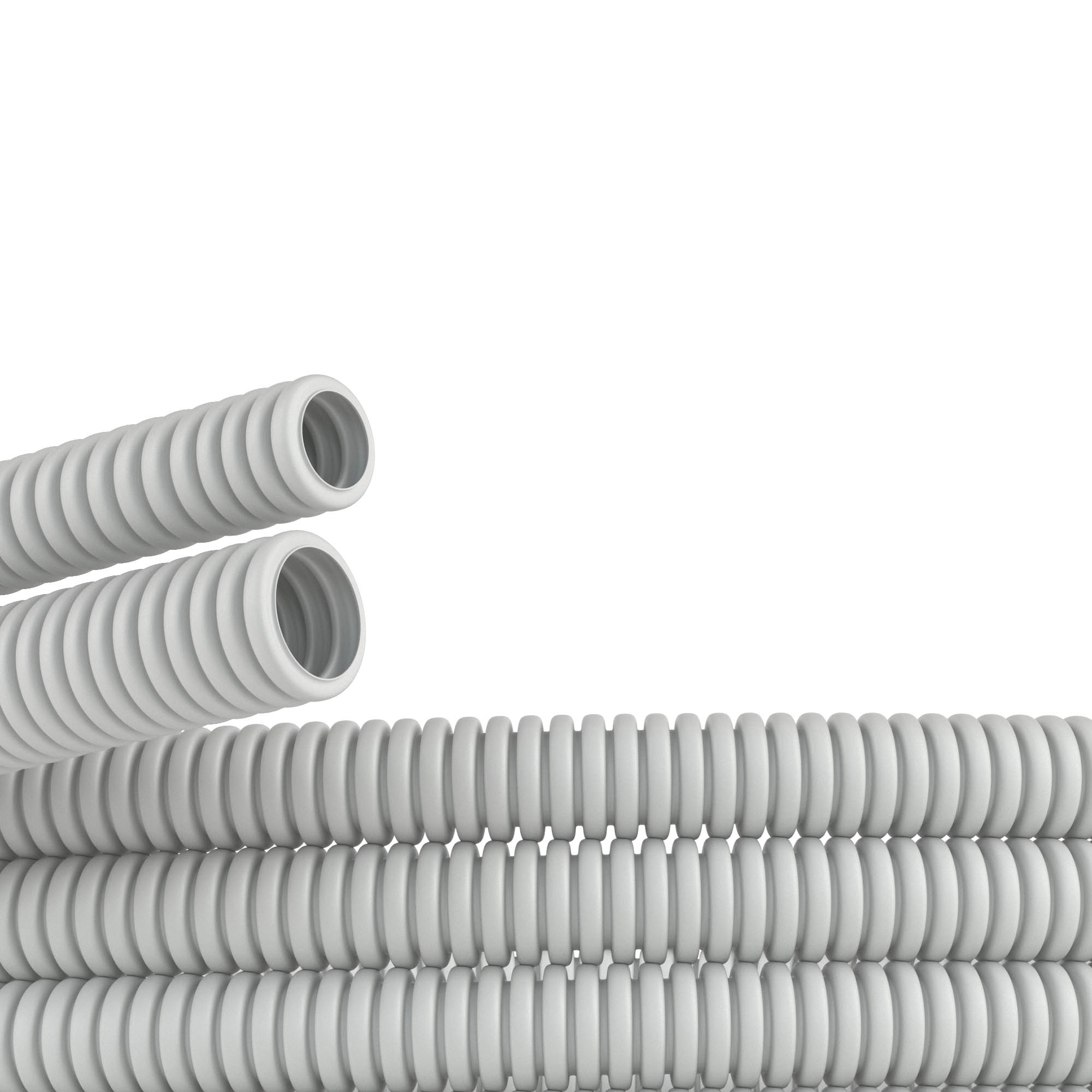 Труба ПВХ гибкая гофр. д.16мм, лёгкая без протяжки, 25м, цвет серый