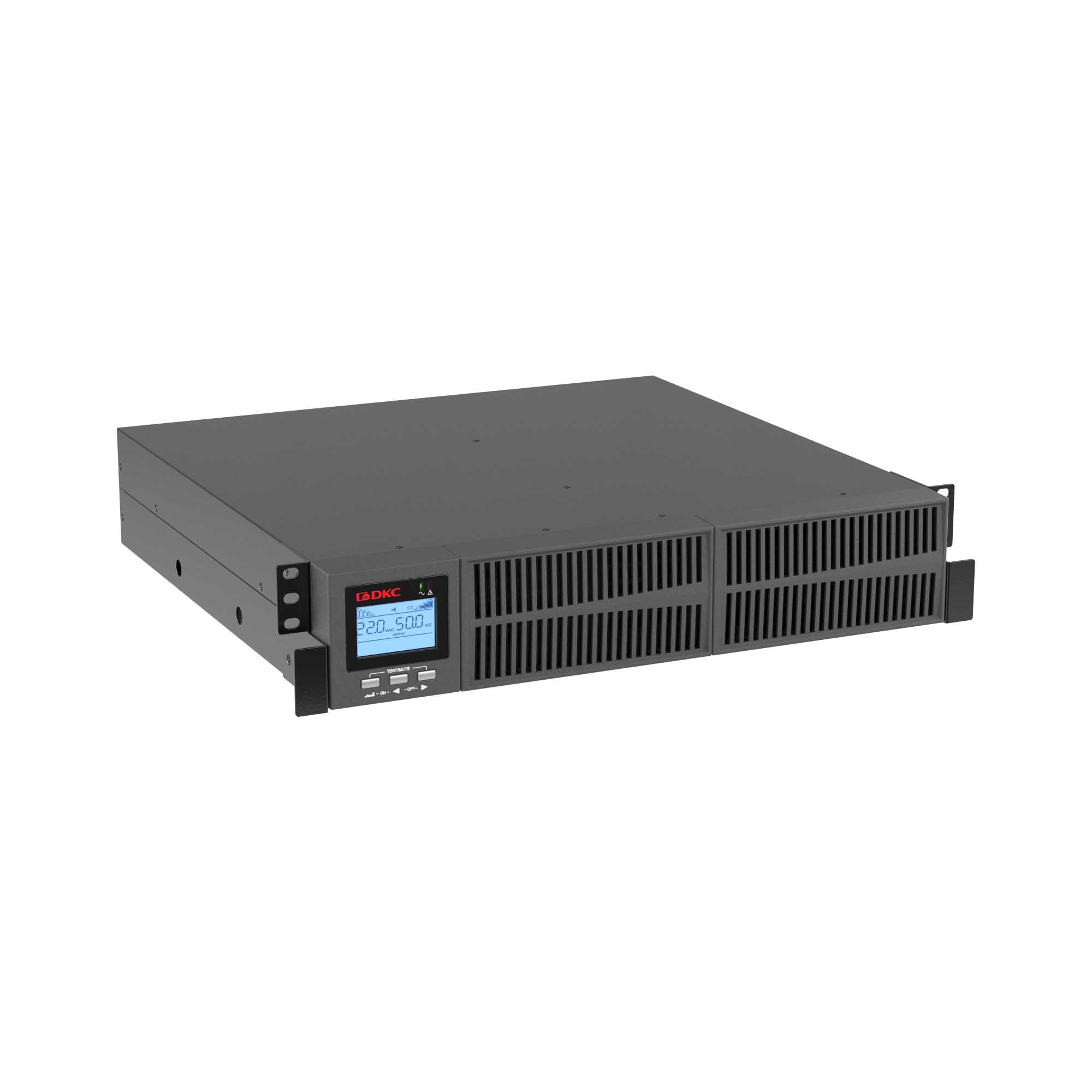 Онлайн ИБП ДКС серии Small Rackmount, 2000 ВА/1800 Вт, 1/1, 8xIEC C13,EPO, USB, RS-232, Rack 2U, з/у 1А, 4x9Ач