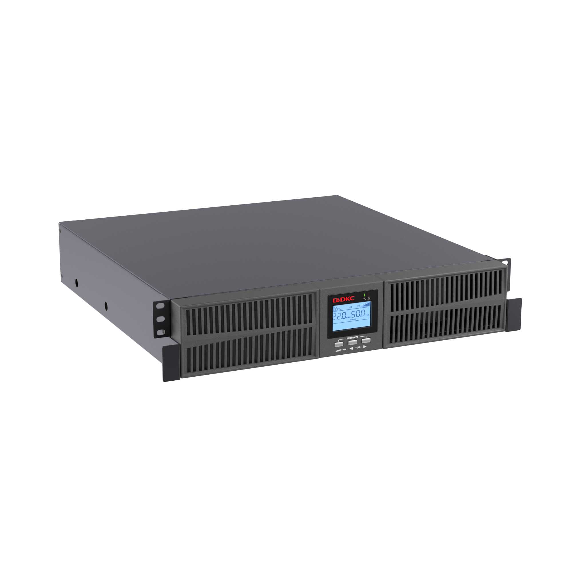 Онлайн ИБП ДКС серии Small Rackmount, 3000 ВА/2700 Вт, 1/1, 8xIEC C13, EPO, USB, RS-232, Rack 2U, з/у 6А, без АКБ