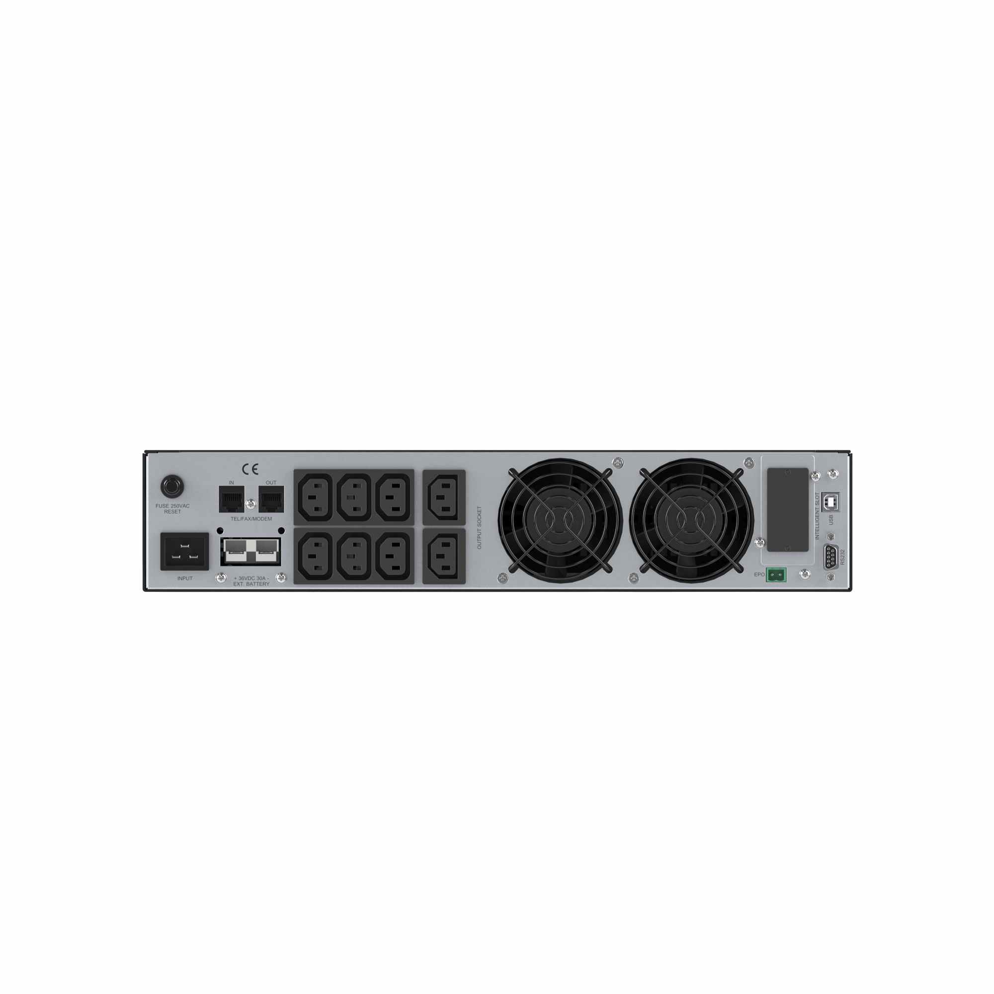 Онлайн ИБП ДКС серии Small Rackmount, 2000 ВА/1800 Вт, 1/1, 8xIEC C13, EPO, USB, RS-232, Rack 2U, з/у 6А, без АКБ