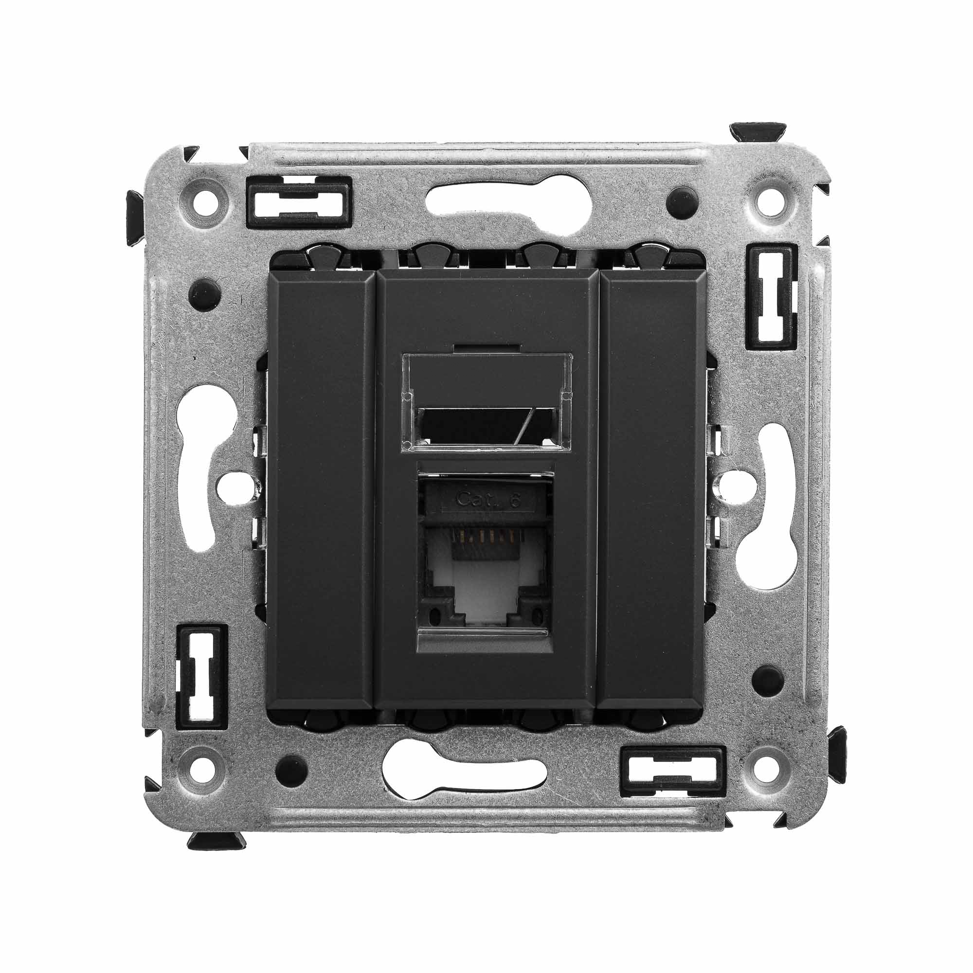 Компьютерная розетка RJ-45 в стену, кат.6 одинарная,"Avanti", "Черныйматовый"