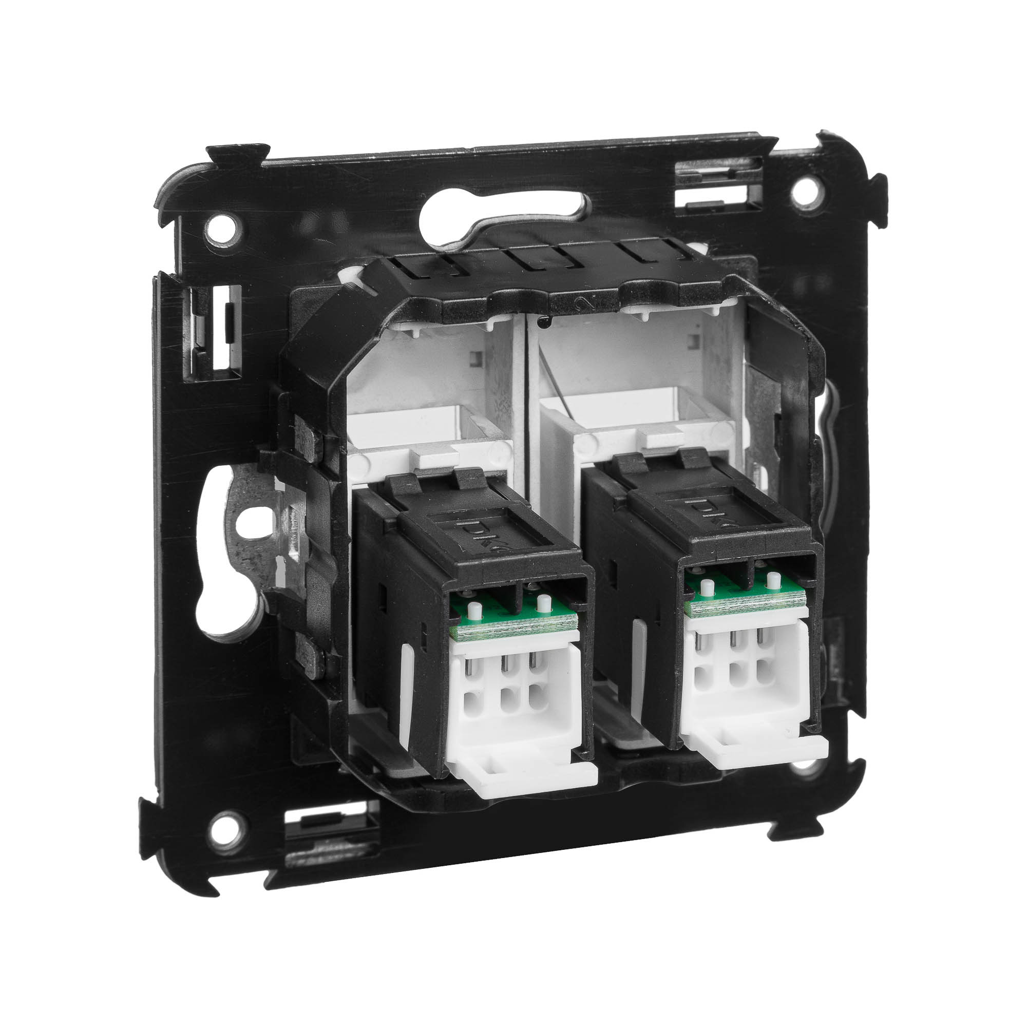 Компьютерная розетка RJ-45 в стену, кат.5e двойная, "Avanti","Закаленная сталь"