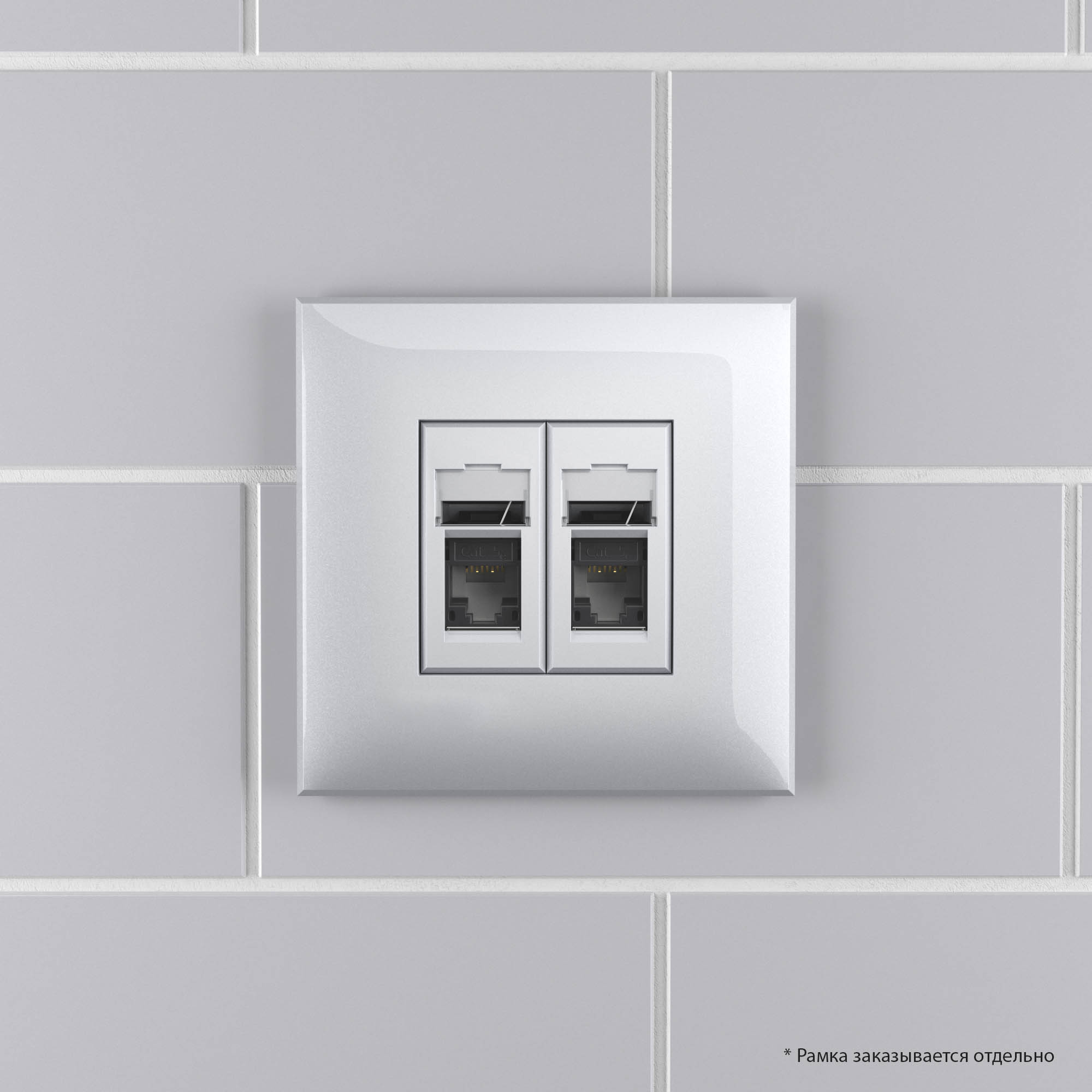 Компьютерная розетка RJ-45 в стену, кат.5e двойная, "Avanti","Закаленная сталь"