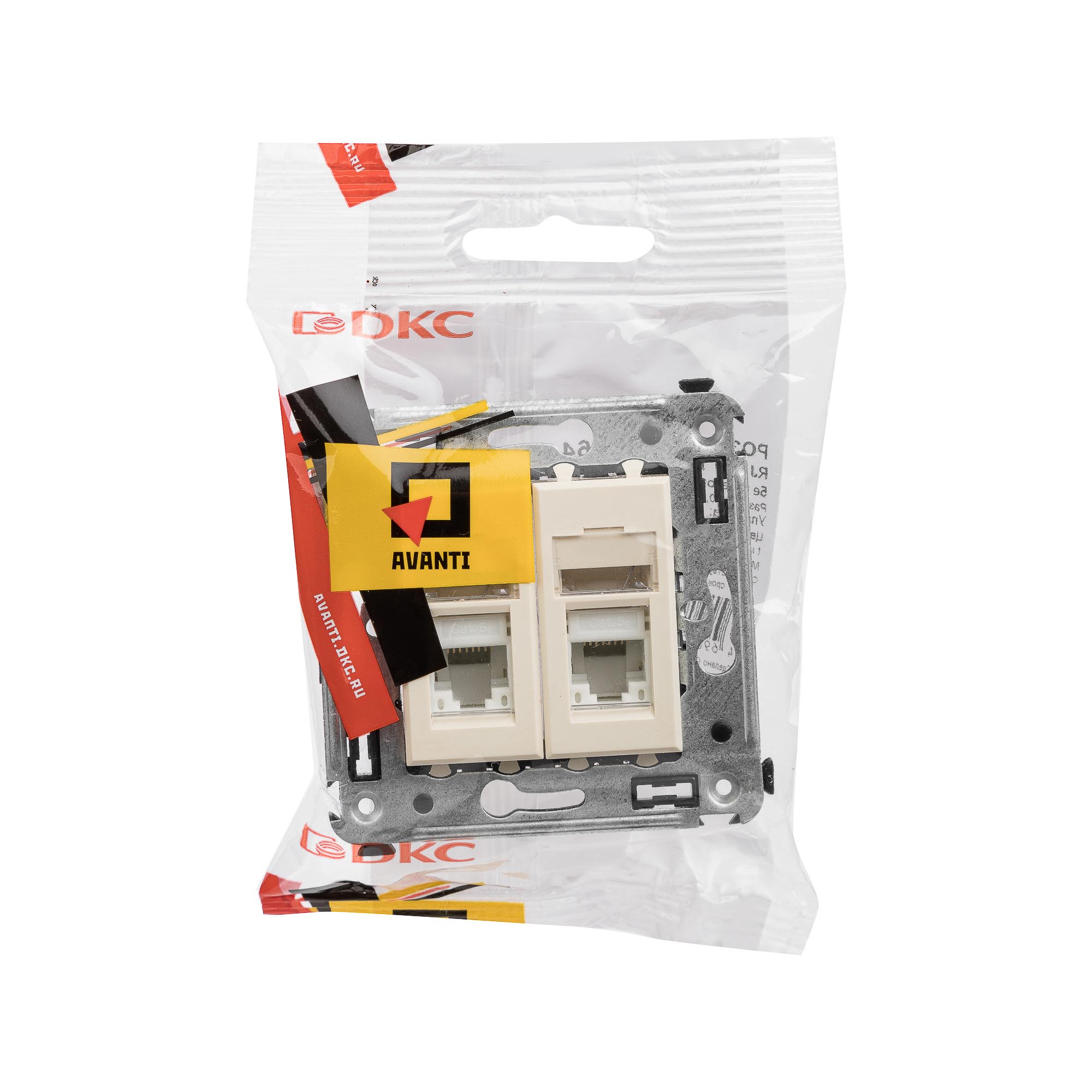 Компьютерная розетка RJ-45 в стену, кат.5e двойная,"Avanti", "Ванильная дымка"