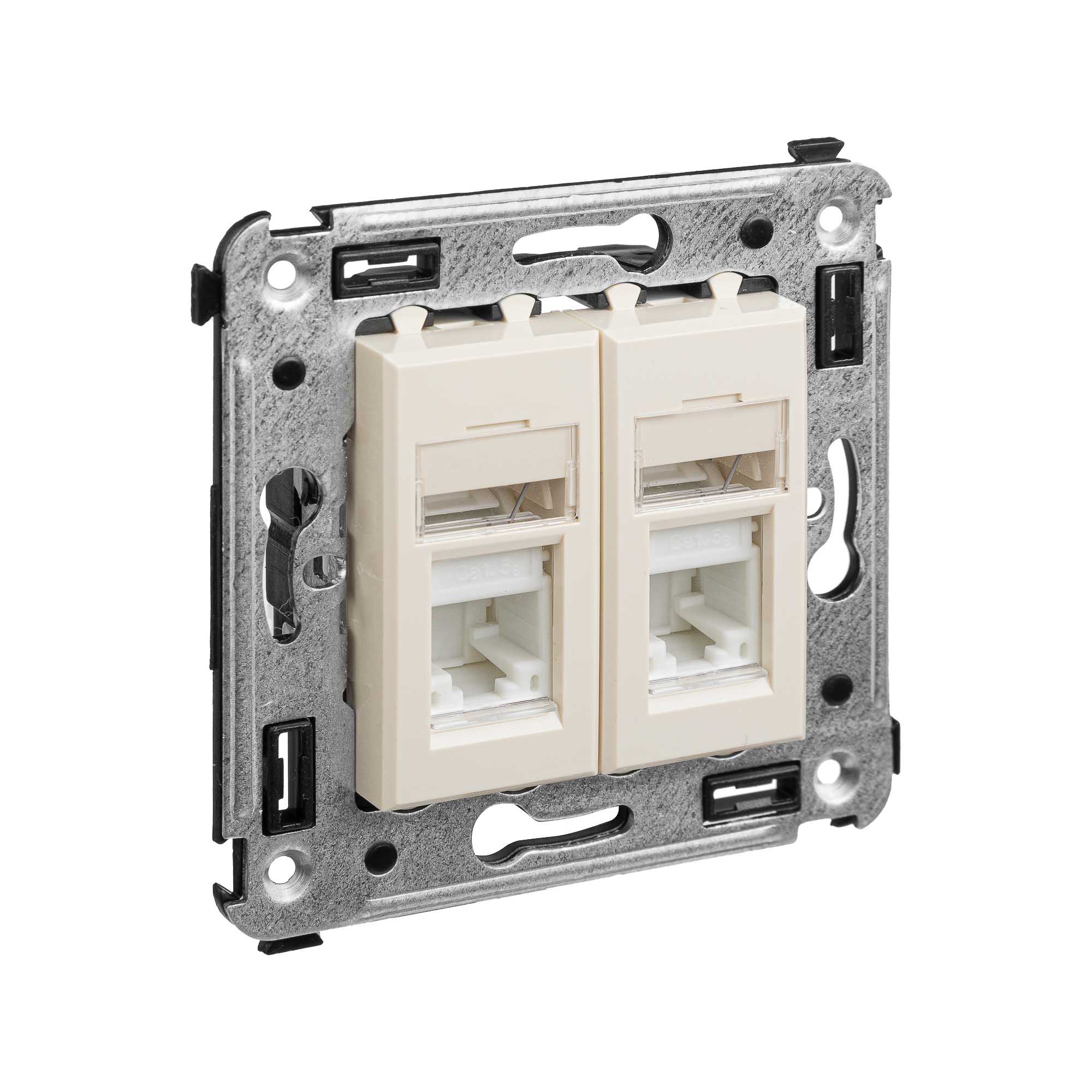 Компьютерная розетка RJ-45 в стену, кат.5e двойная,"Avanti", "Ванильная дымка"